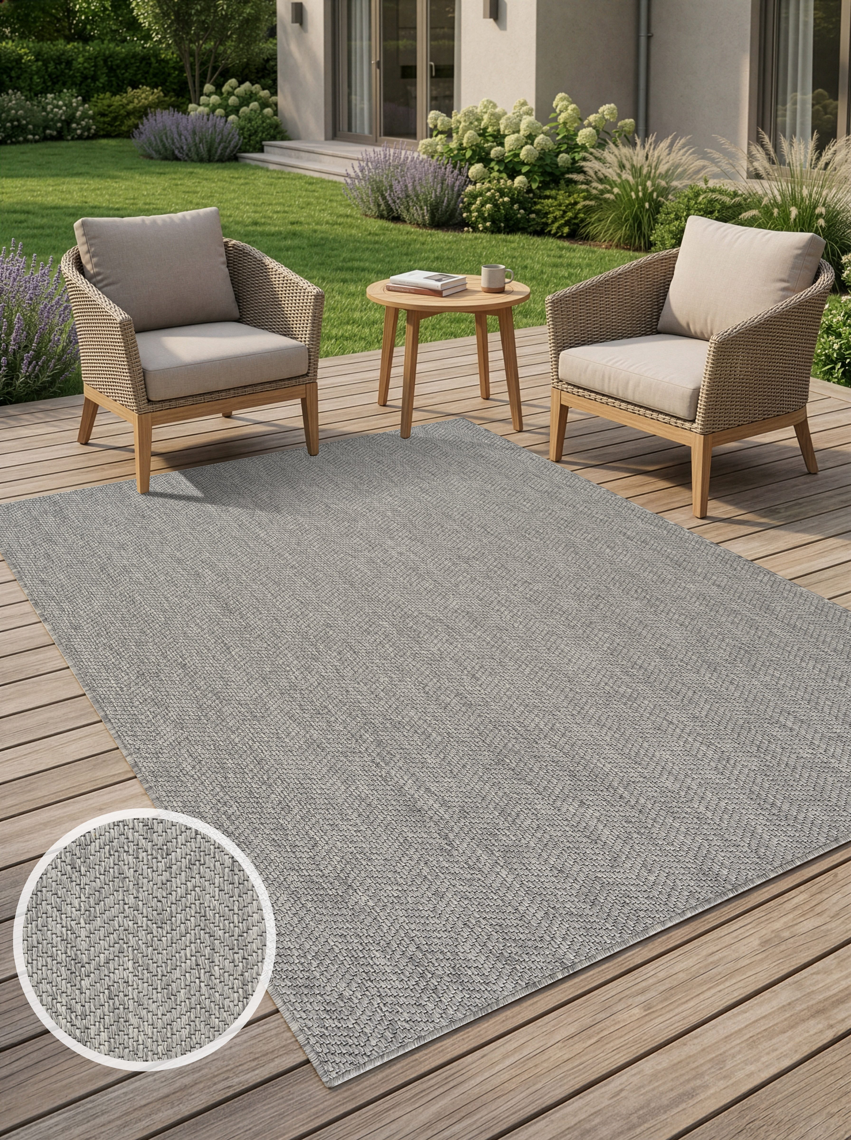 OTTO home Teppich Nollan, In- und Outdoor geeignet, Balkon, Camping, rechteckig, Höhe: 8 mm, Wetterfest & UV-beständig, Sisal-Optik, Esszimmer, Wohnzimmer