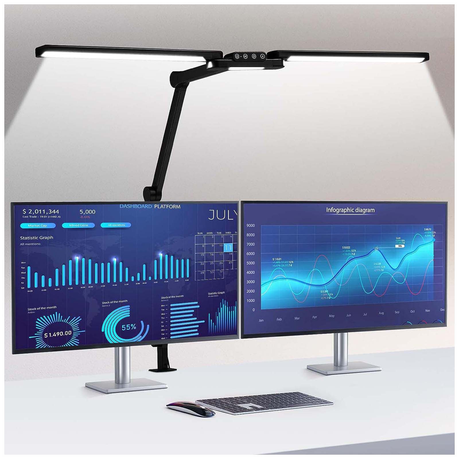 Qualra LED Schreibtischlampe Schreibtischlampe LED Dimmbar 5 Farbmodi 24W K günstig online kaufen