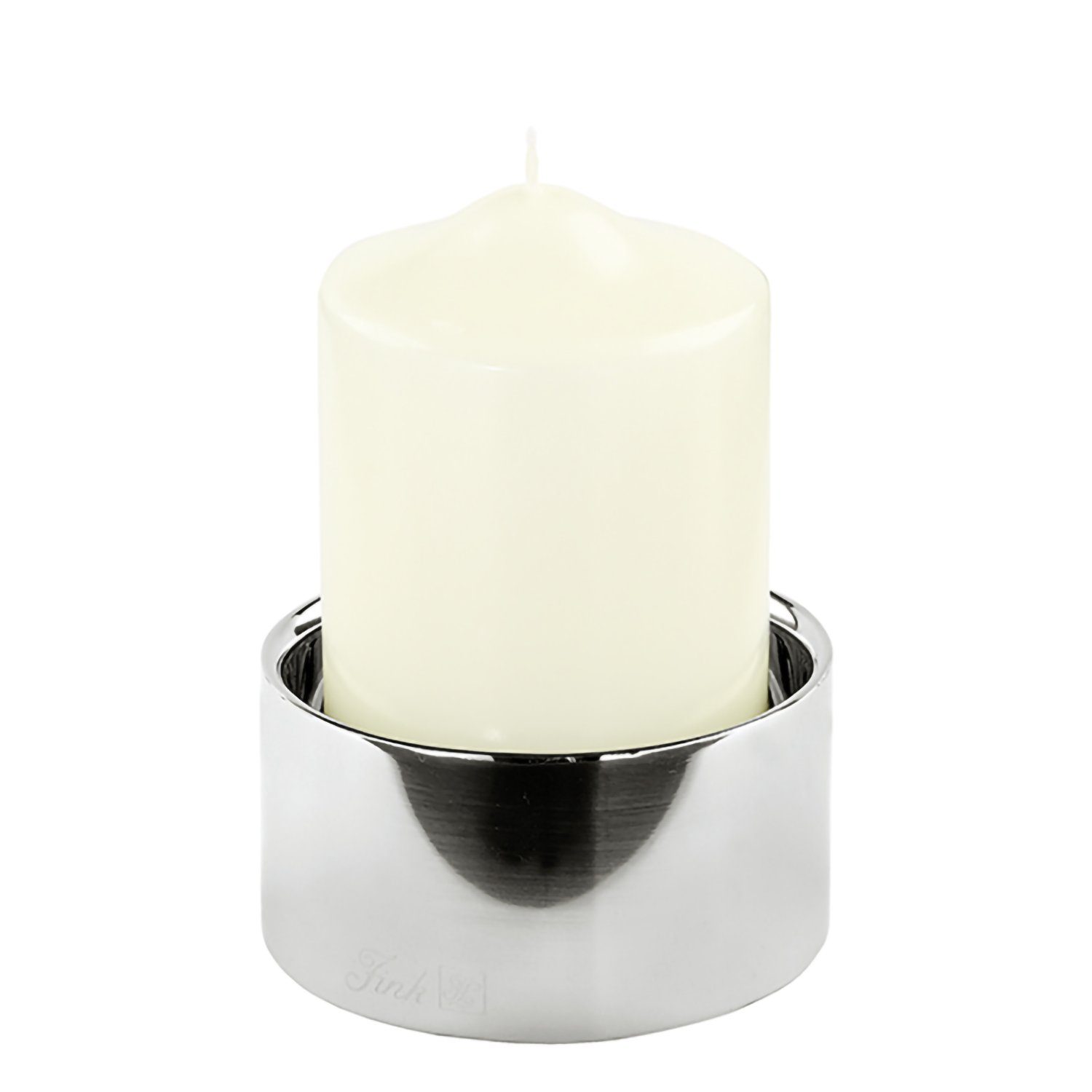 Fink Kerzenhalter SOBRIO (1 St), aus Edelstahl, Ø 10 cm - für Stumpenkerzen  Ø 8 cm, Eigenschaft: Leuchter für Stumpenkerzen D.8 cm , outdoorgeeignet