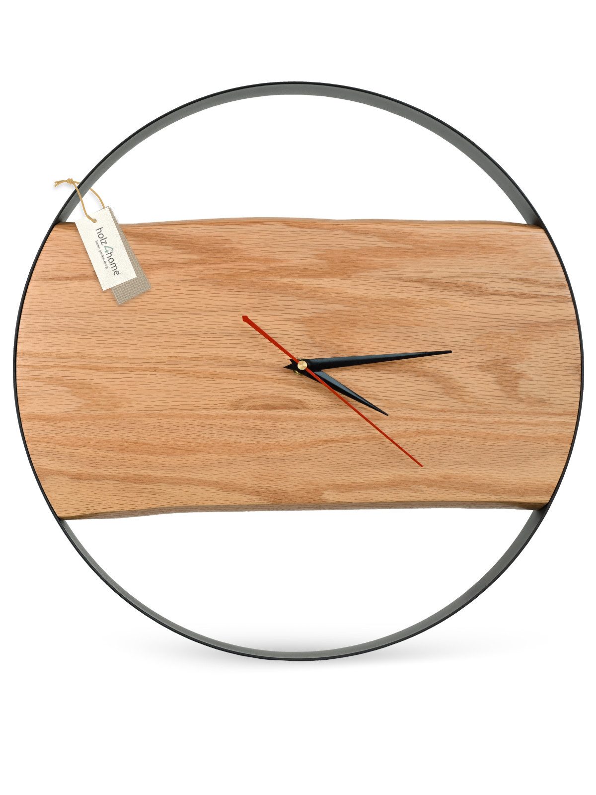 holz4home® Wanduhr Uhr aus Eichenholz mit Stahlrahmen Ø43 cm (Massivholz) günstig online kaufen