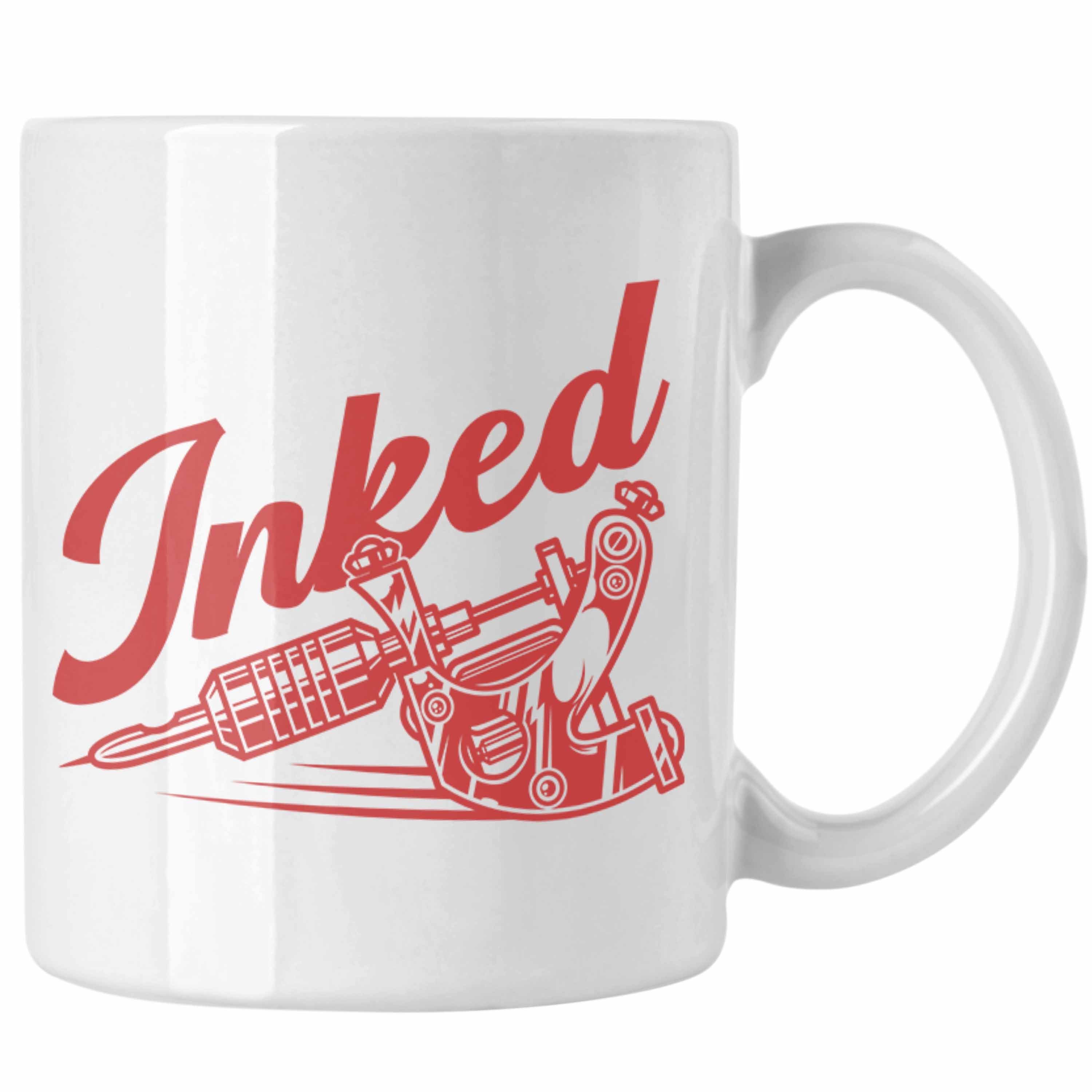 Trendation Tasse Trendation - Inked Tattoos Tasse Geschenk Tattoowiererin Tattoowierer Geschenkidee Spruch Männer Frauen Weiss