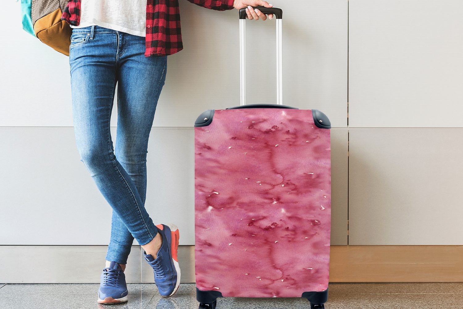 Ferien, Handgepäckkoffer Muster 4 Reisetasche Reisekoffer - mit Handgepäck Aquarell Rosa, rollen, MuchoWow - Rollen, Trolley, für
