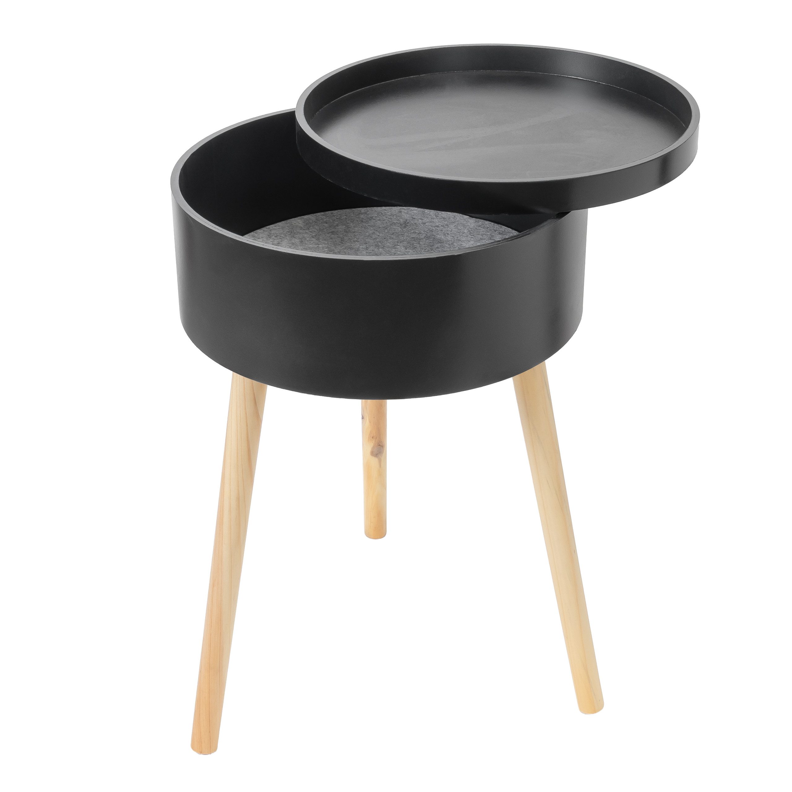 BONETTI Beistelltisch Beistelltisch rund mit Stauraum und Tablett aus Holz, günstig online kaufen