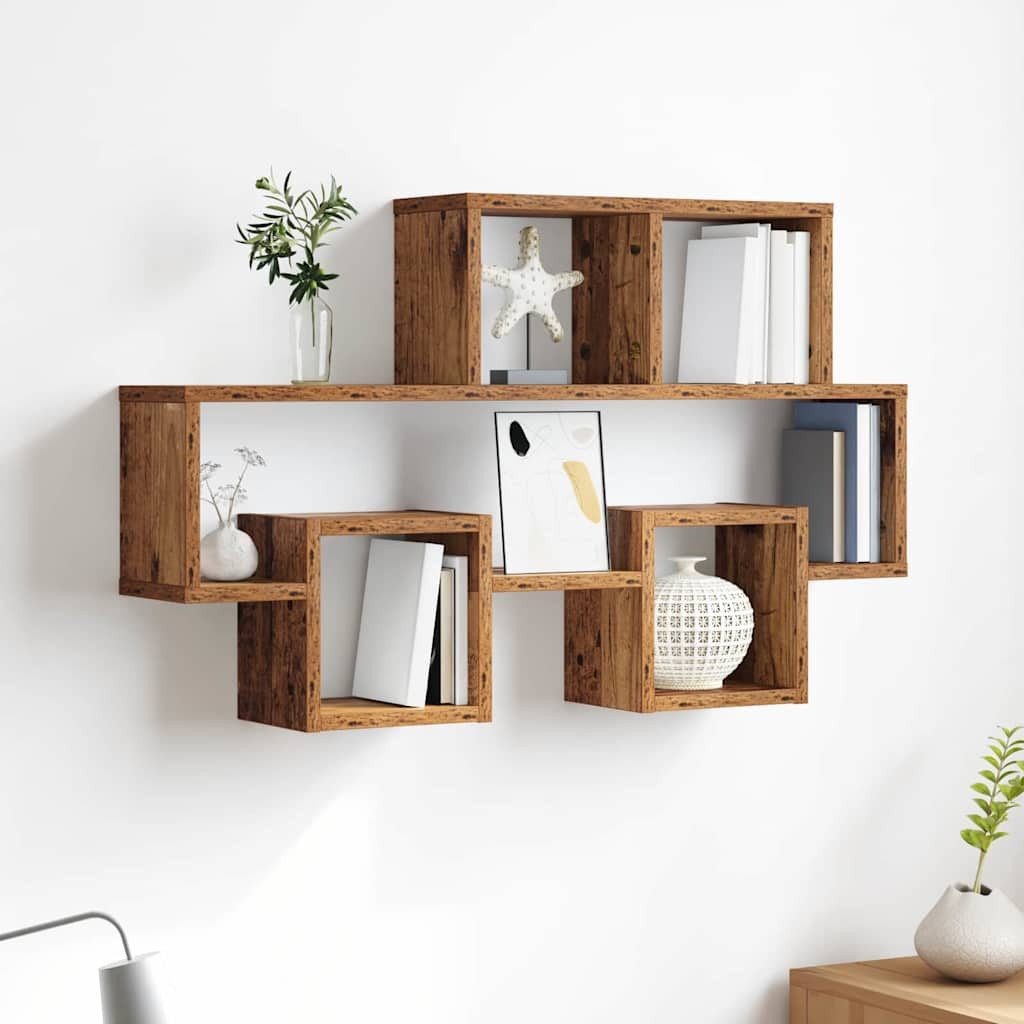 vidaXL Regal Wandregal Wandhalterung Altholz 82 x 15 x 51 cm Holzwerkstoff, 1-tlg.