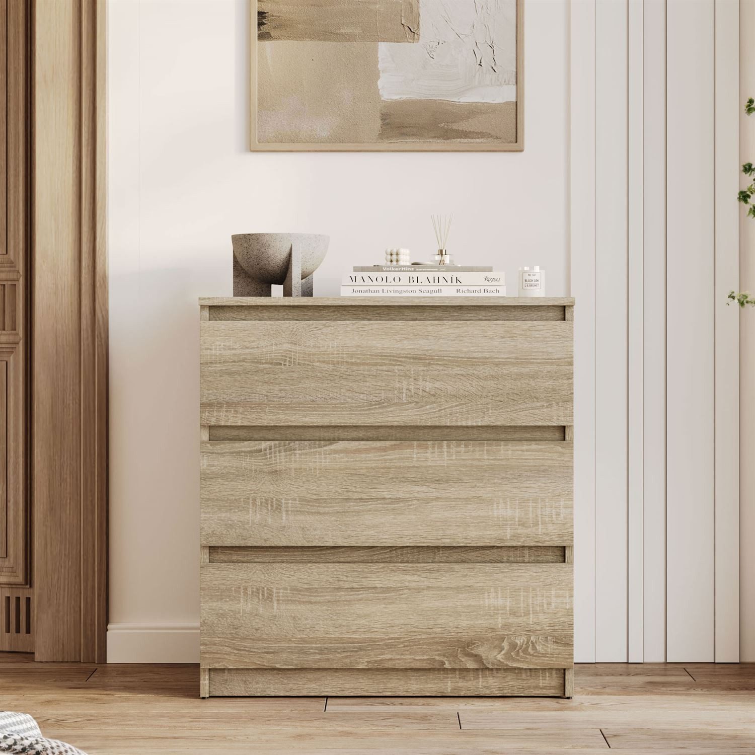 Lookway Kommode HANA M3 mit 3 Schubladen – modernes Design & praktische Aufbewahrung, Breite: 70 cm