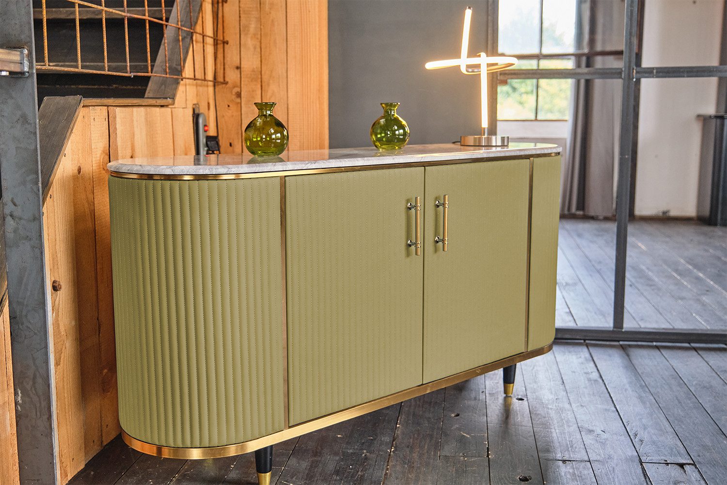 KAWOLA Sideboard MARIA, Marmorplatte Kunstleder verschiedene Farben