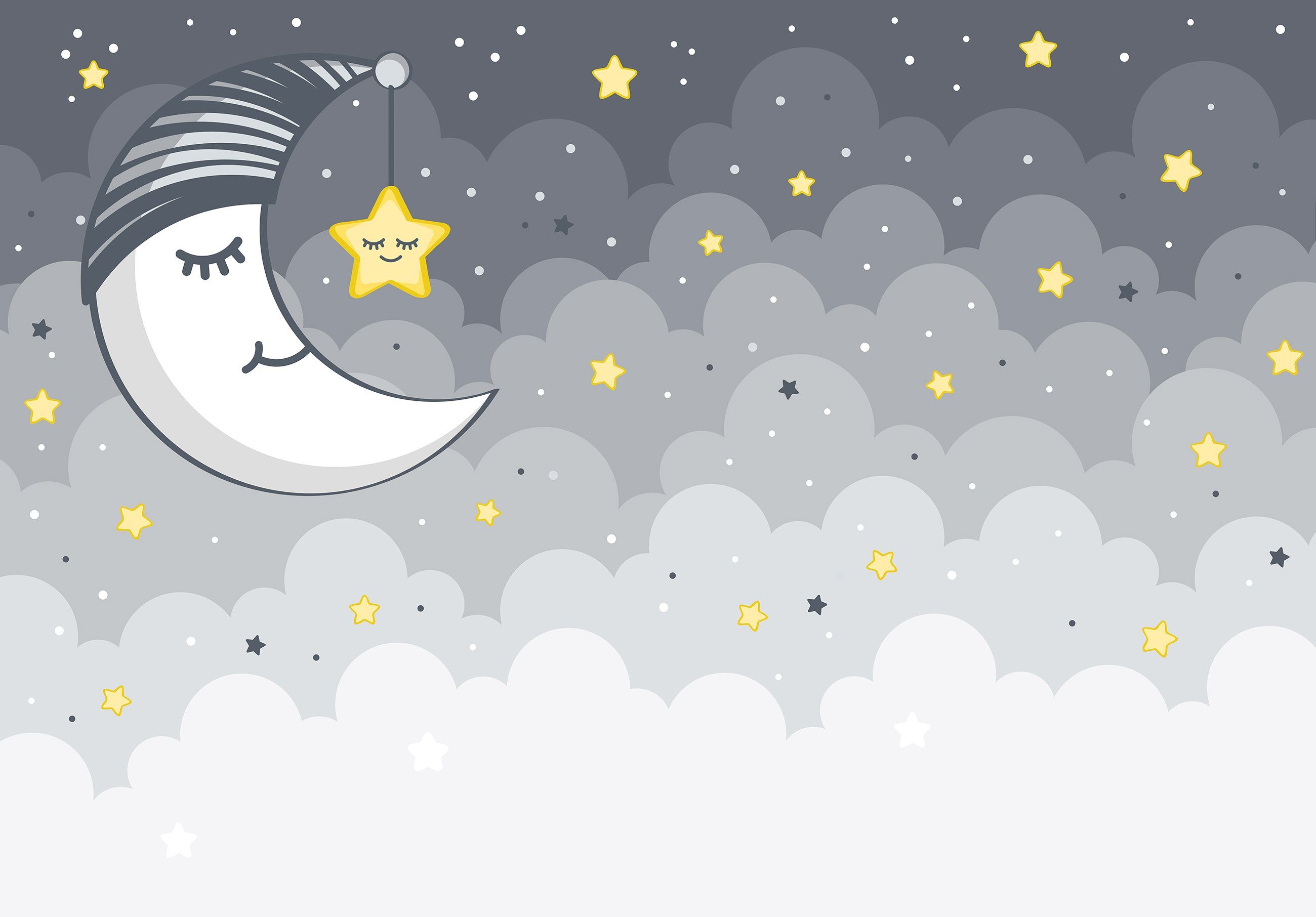 Wallarena Fototapete Kinderzimmer Mädchen Jungen Wolken Himmel Stern Mond N günstig online kaufen