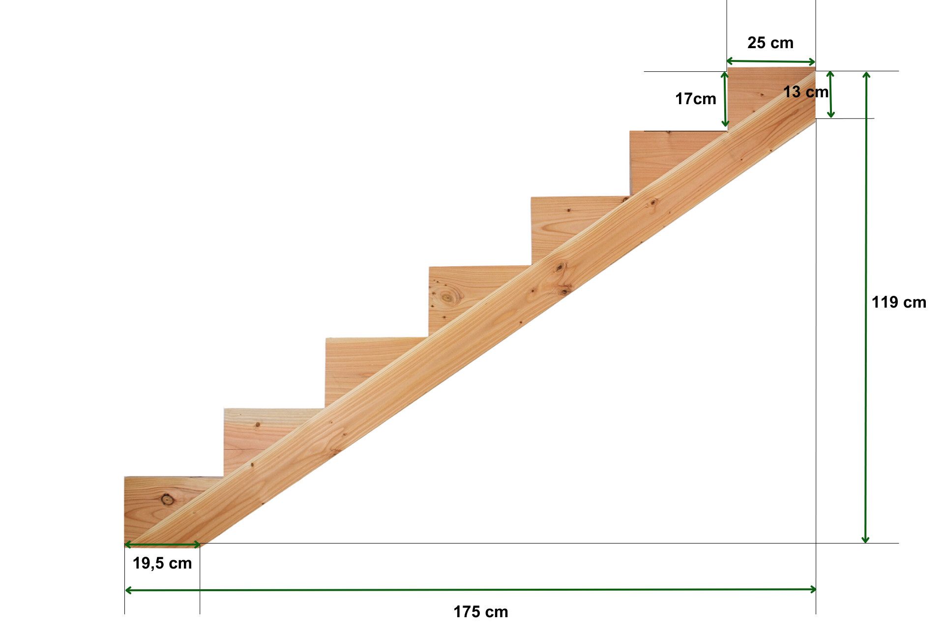 Gartenwelt Riegelsberger Treppenstufe Treppenwange aus Lärchenholz für Stufen Massivholz 1 Stück
