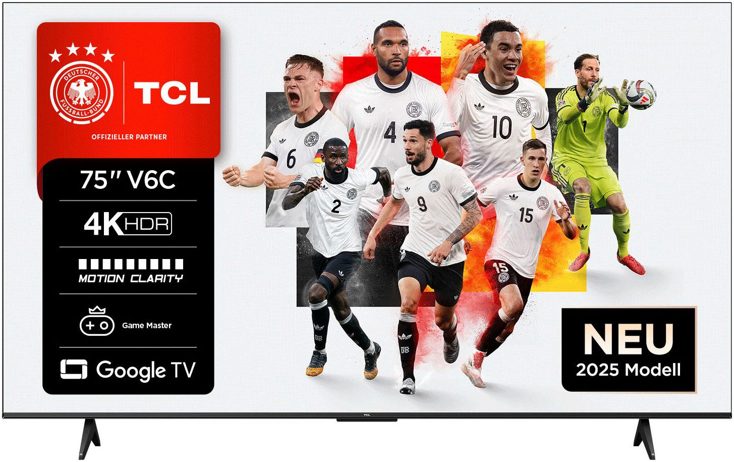 TCL 75V6CXB LED-Fernseher (189 cm/75 Zoll, 4K Ultra HD, Smart-TV, Google TV, 4K HDR, Multi-HDR, Dolby Vision, Game Master, Smart TV, Apple TV)
