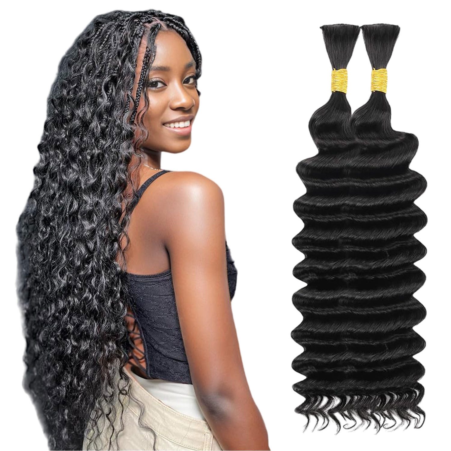 Kunsthaar-Extension 46cm Haarverlängerung 2 Bundle Langes Lockiges Haar
