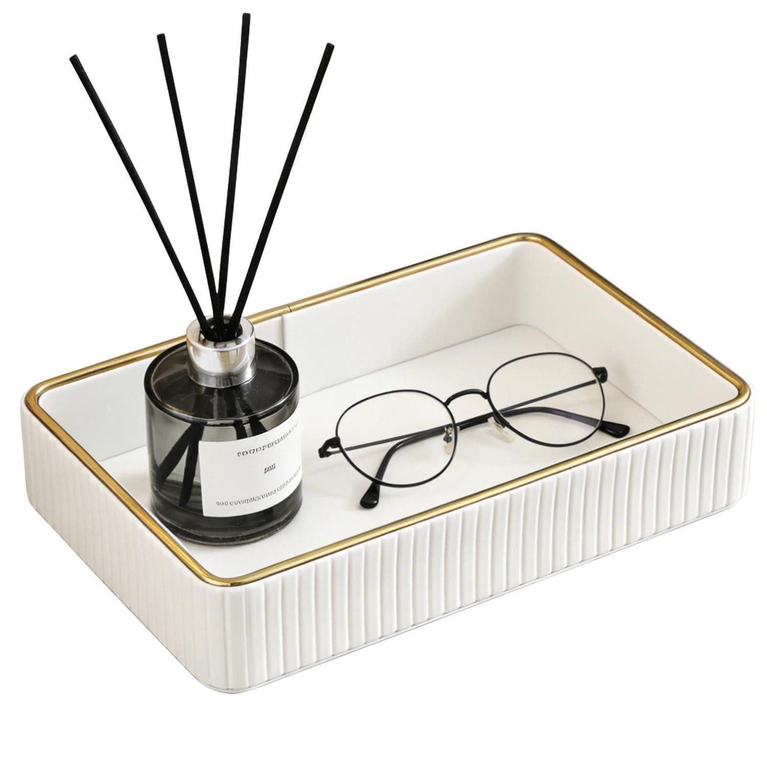 LuxusKollektion Dekotablett Tablett Organizer PU-Leder in Lederoptik (1 St)