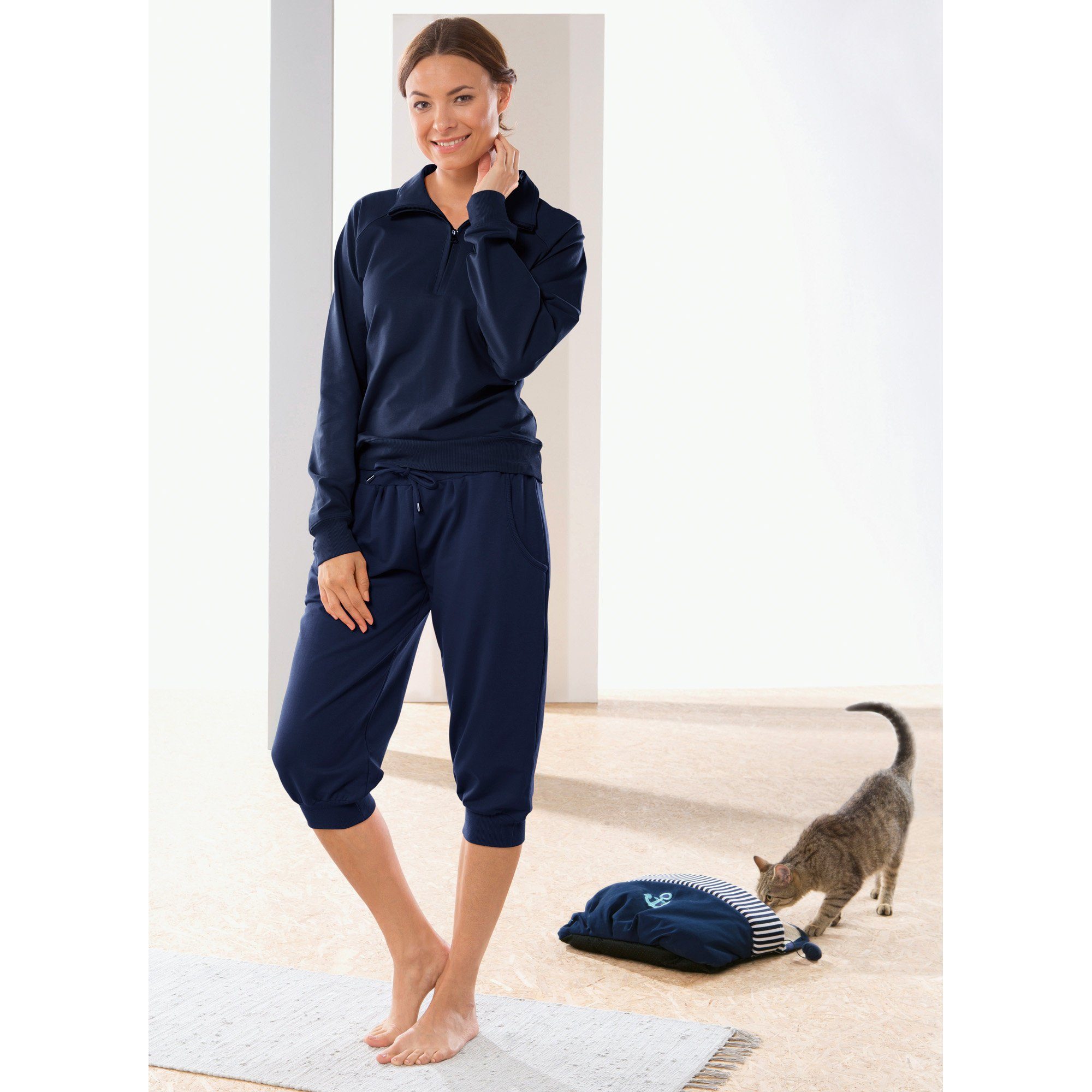 Erwin Müller Jogginghose Damen-Caprihose Uni
