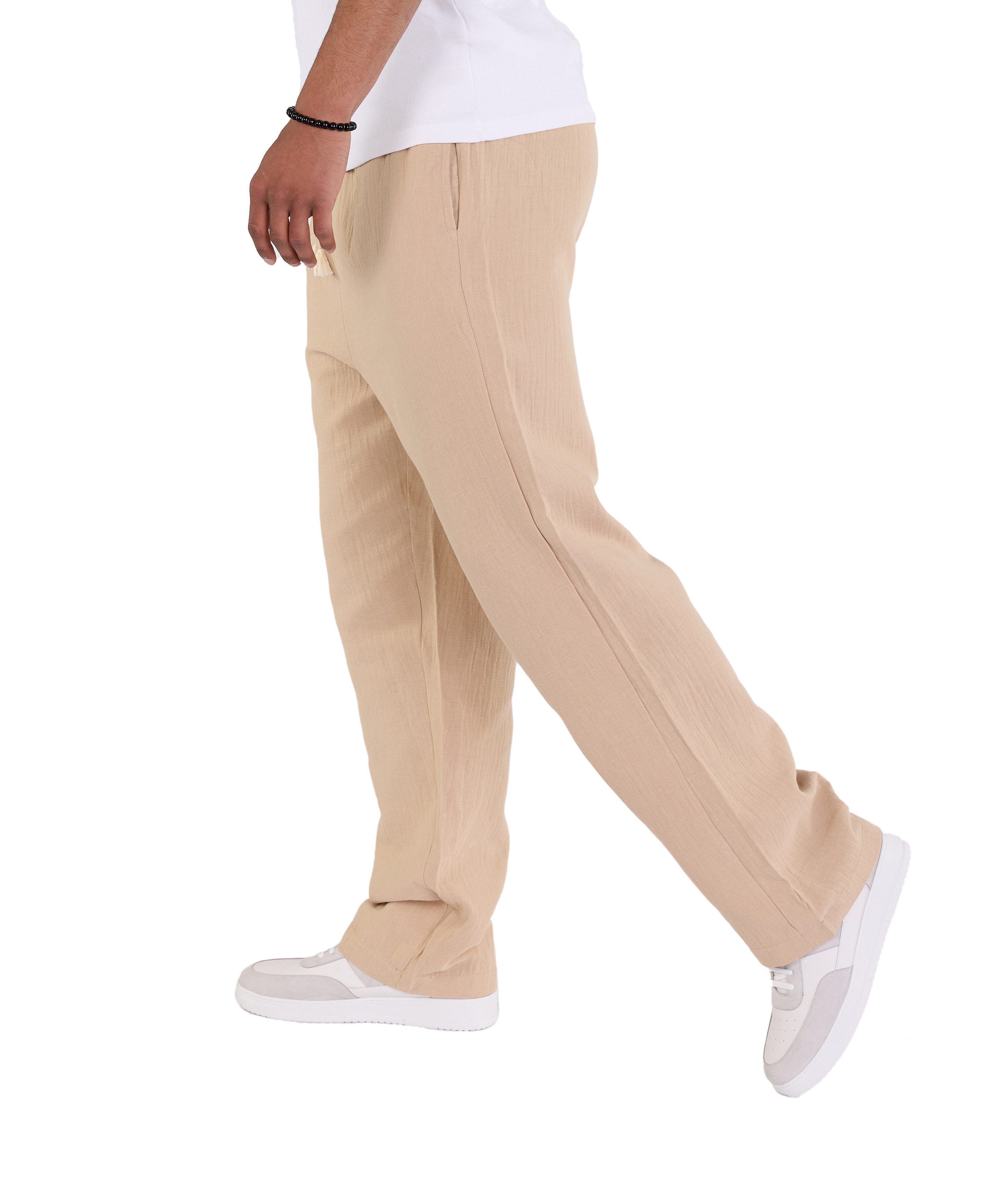 Denim Distriqt Stoffhose Musselin Herren Sommerhose (Leinenoptik) Beige M günstig online kaufen