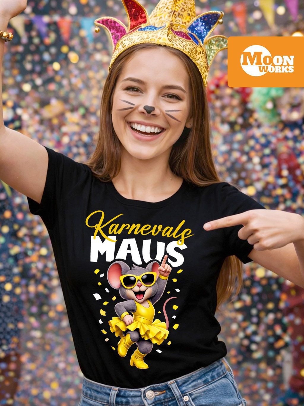 MoonWorks Print-Shirt Damen T-Shirt Karnevalsmaus Gruppenkostüm Fasching Ka günstig online kaufen