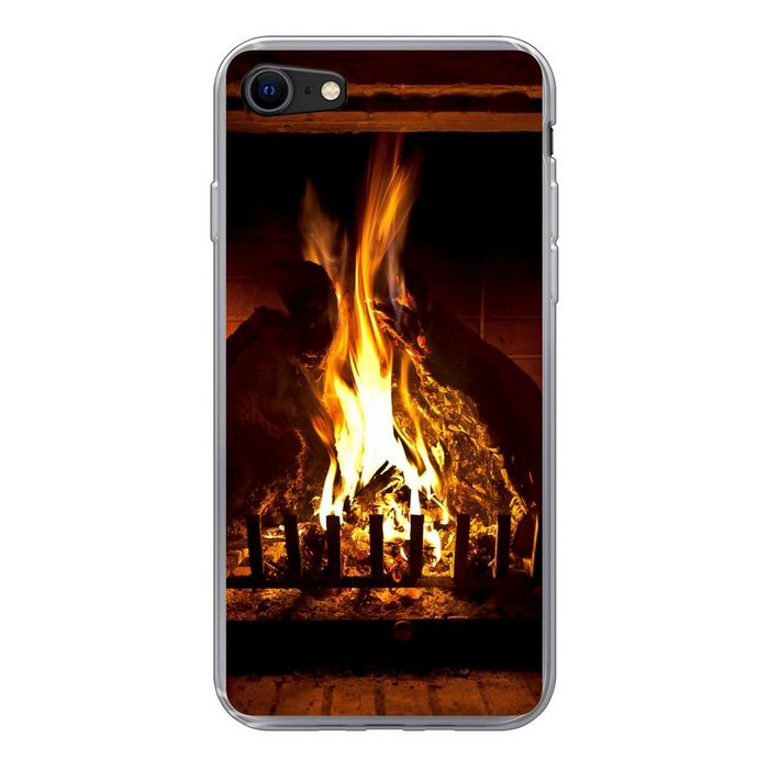 MuchoWow Handyhülle Kamin mit hohen Flammen Handyhülle Apple iPhone SE (2020) Smartphone-Bumper Print Handy