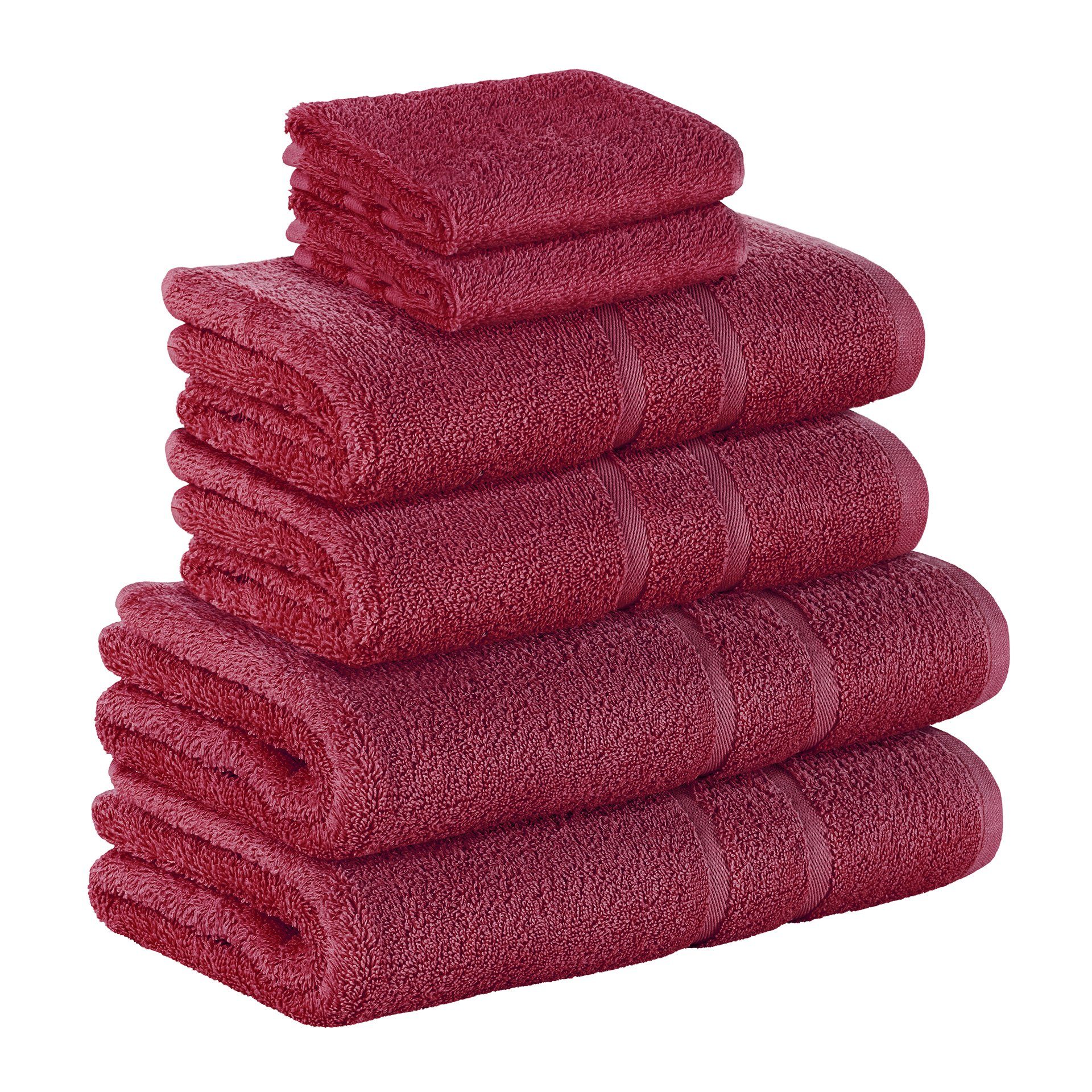 StickandShine Handtuch Set 2x Gästehandtuch 2x Handtücher 2x Duschtücher als SET in verschiedenen Farben (6 Teilig) 100% Baumwolle 500 GSM Frottee 6er Handtuch Pack, 100% Baumwolle 500GSM Bordeaux
