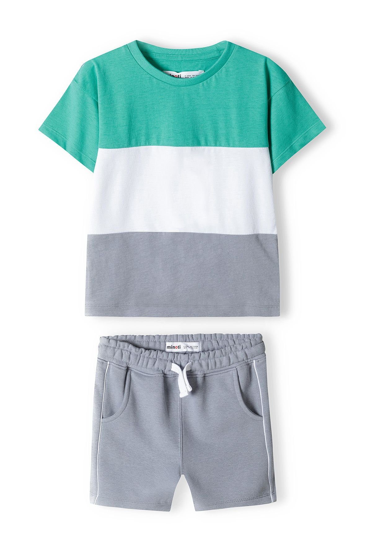 MINOTI T-Shirt & Sweatbermudas T-Shirt und Shorts Set (12m-8y) Grün