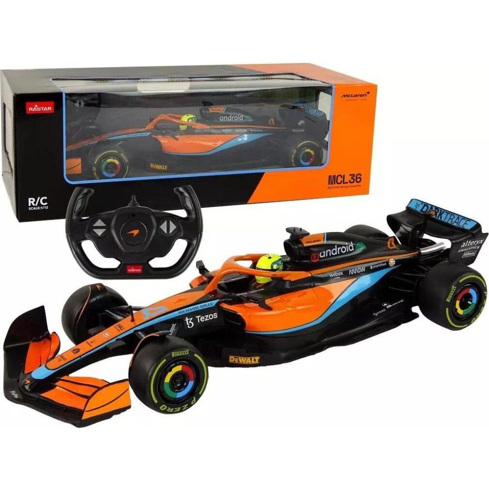 LEAN TOYS Spielzeug-Boot McLaren F1 ferngesteuertes RC-Rennauto Rastar Orange 1:12