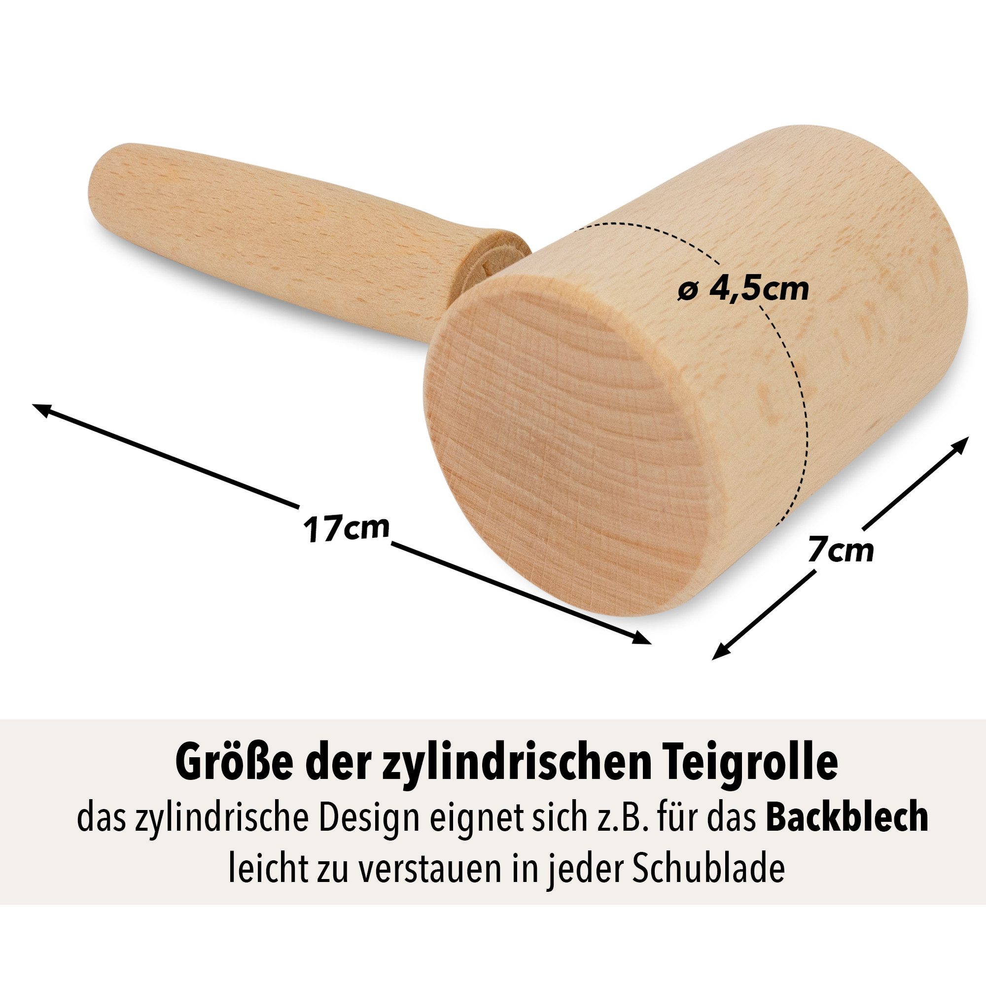 SOHFA Teigroller Backblechroller hergestellt in Europa - Mini Nudelholz für jede Ecke gerade, (1-Set, 1 Roller), kompakte Größe