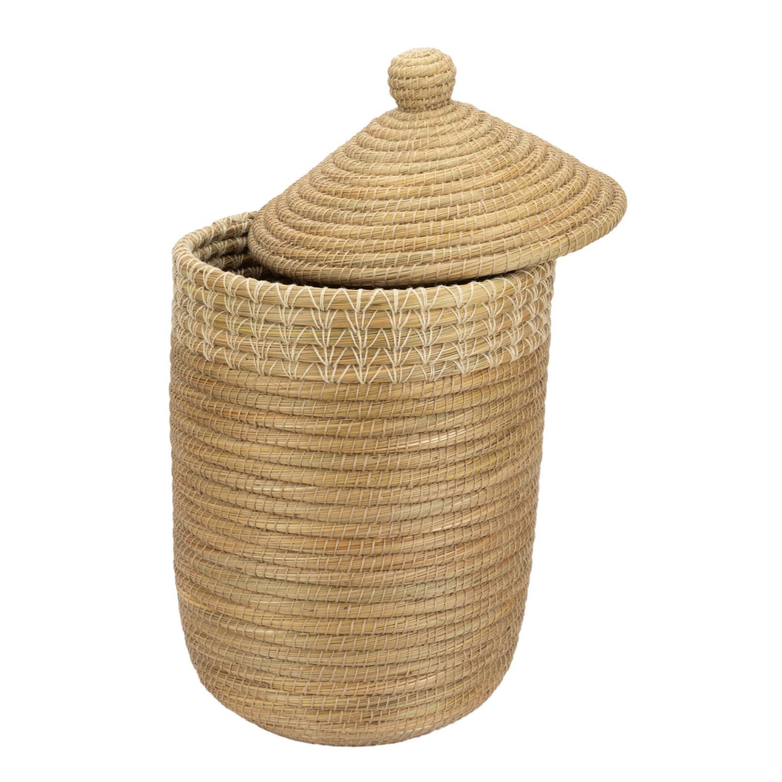 El Puente Wäschekorb Stilvoller Wäschekorb aus Kaisa-Gras mit Jute-Details günstig online kaufen