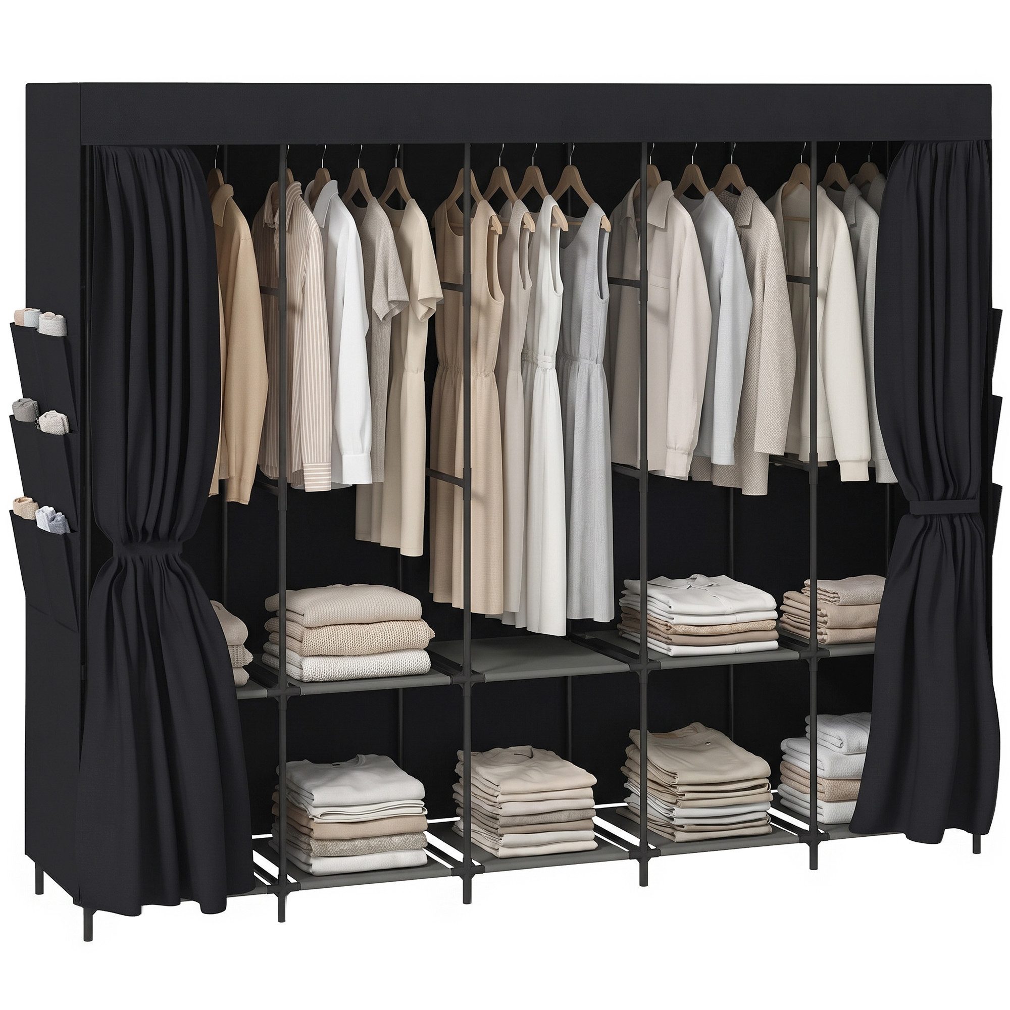 FELIXLEO Stoffschrank Stoff Kleiderschrank staubdicht tragbar 5 Kleiderstangen 212 x 45 x (1-St)