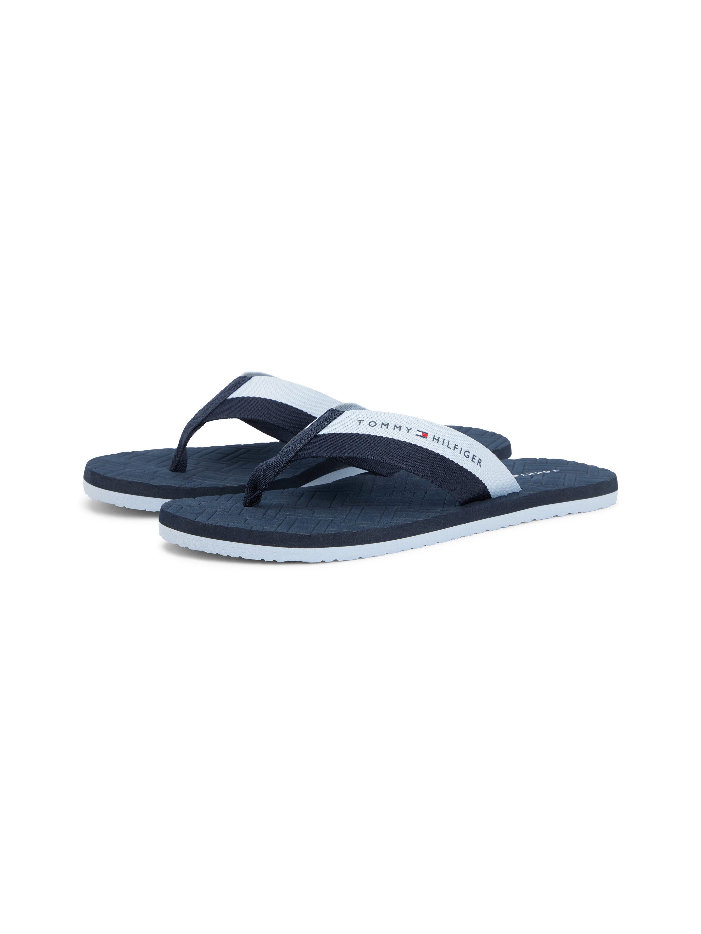 Tommy Hilfiger HILFIGER WEBBING BEACH SANDAL Zehentrenner Sommerschuh, Pool Slides, Flat im Kontrastlook