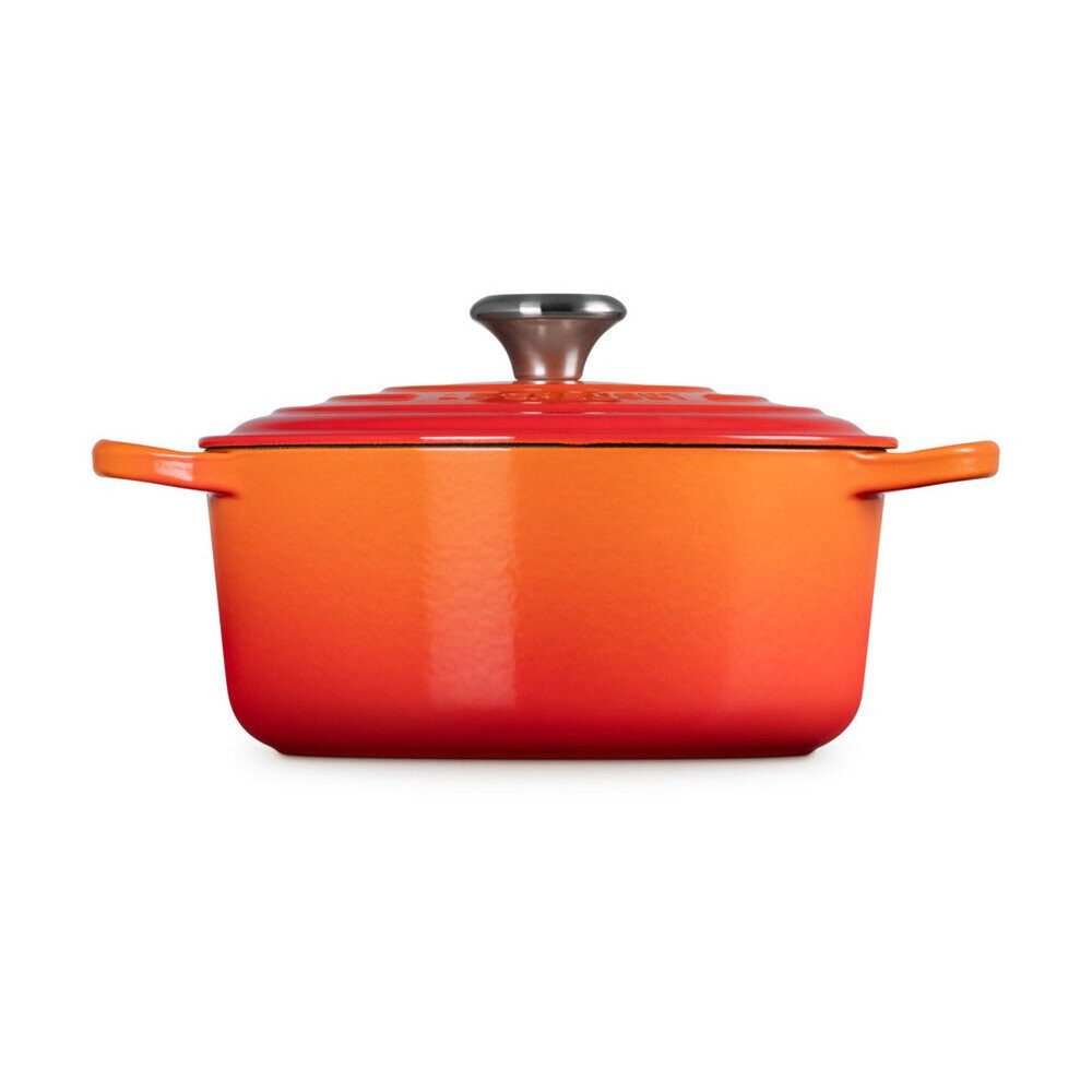 LE CREUSET Bräter Bräter mit Deckel 24 cm Signature Ofenrot, Emailliertes Gusseisen, Schmortopf, Cocotte, Bratentopf, ca. 4-5 Personen, Ø24cm, Gusseisen