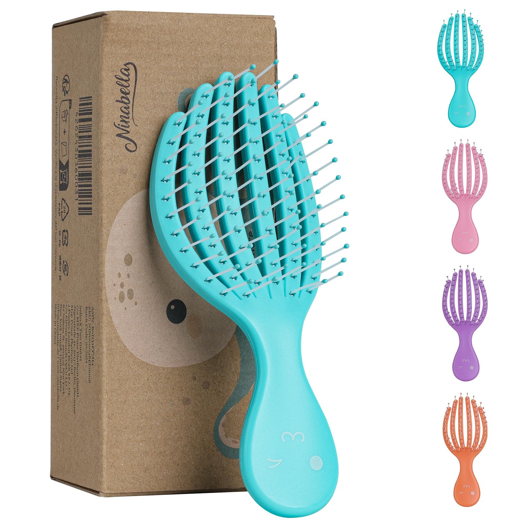 Ninabella Haarbürste Haarbürsten Locken lange Haare - Hair Brush - Kinderhaarbürste Blau, 1-tlg., Haarbürste ohne Ziepen für Kinder - Entwirrbürste - Detangler Bürste