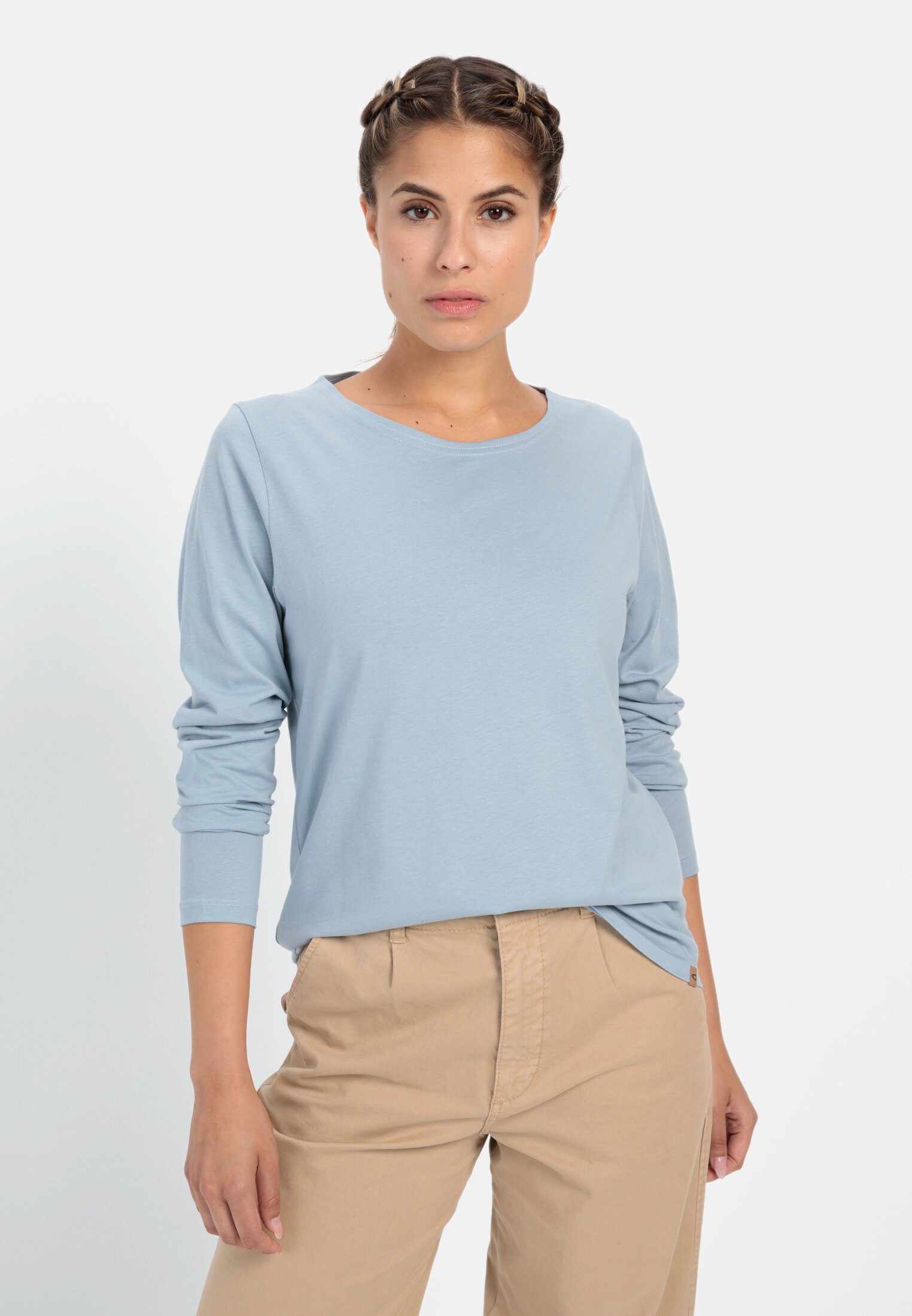 camel active Langarmshirt aus reiner Baumwolle Langarm Rundhals günstig online kaufen