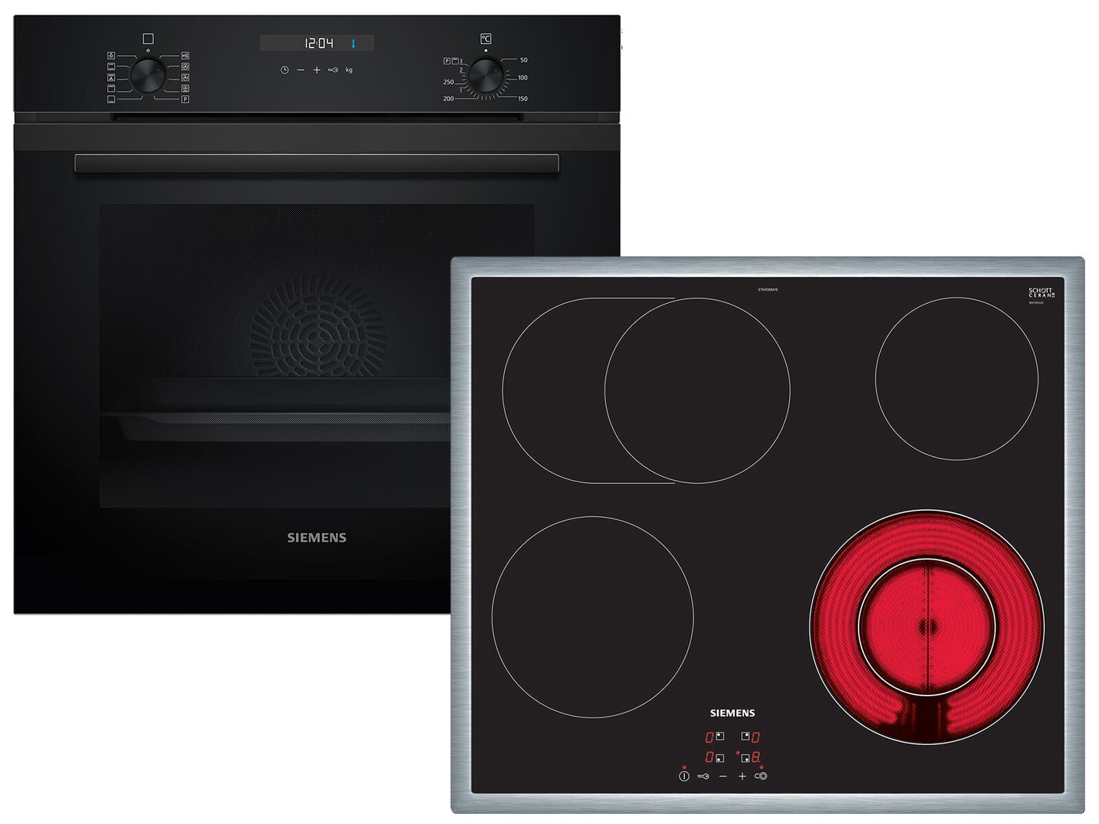 SIEMENS Backofen-Set, mit 3-fach Auszug, Reinigung mit Wasser / Dampf