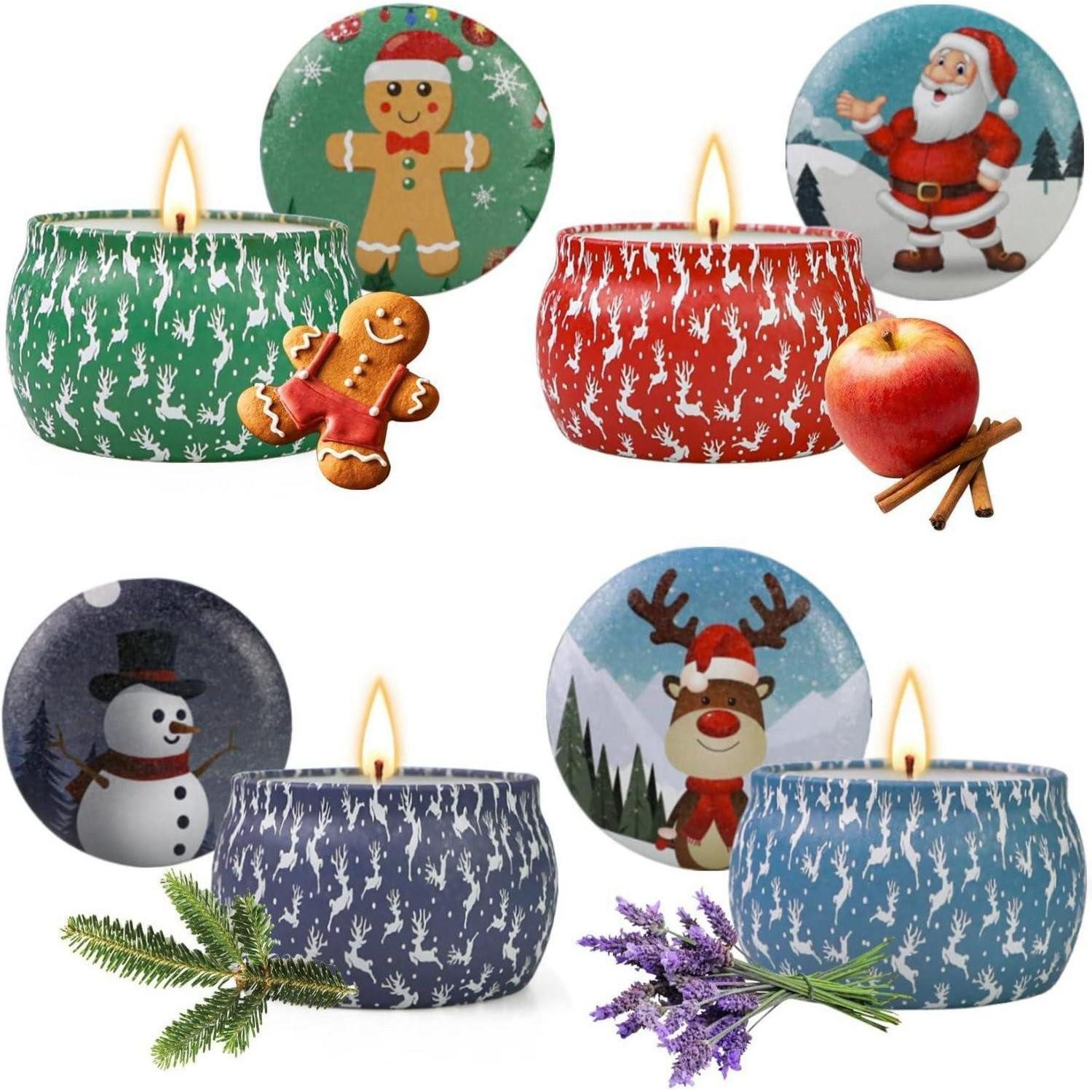 LuxusKollektion Duftkerze Duftkerzen Set 4 Stück Sojawachs Weihnachten Weihnachtsausgabe