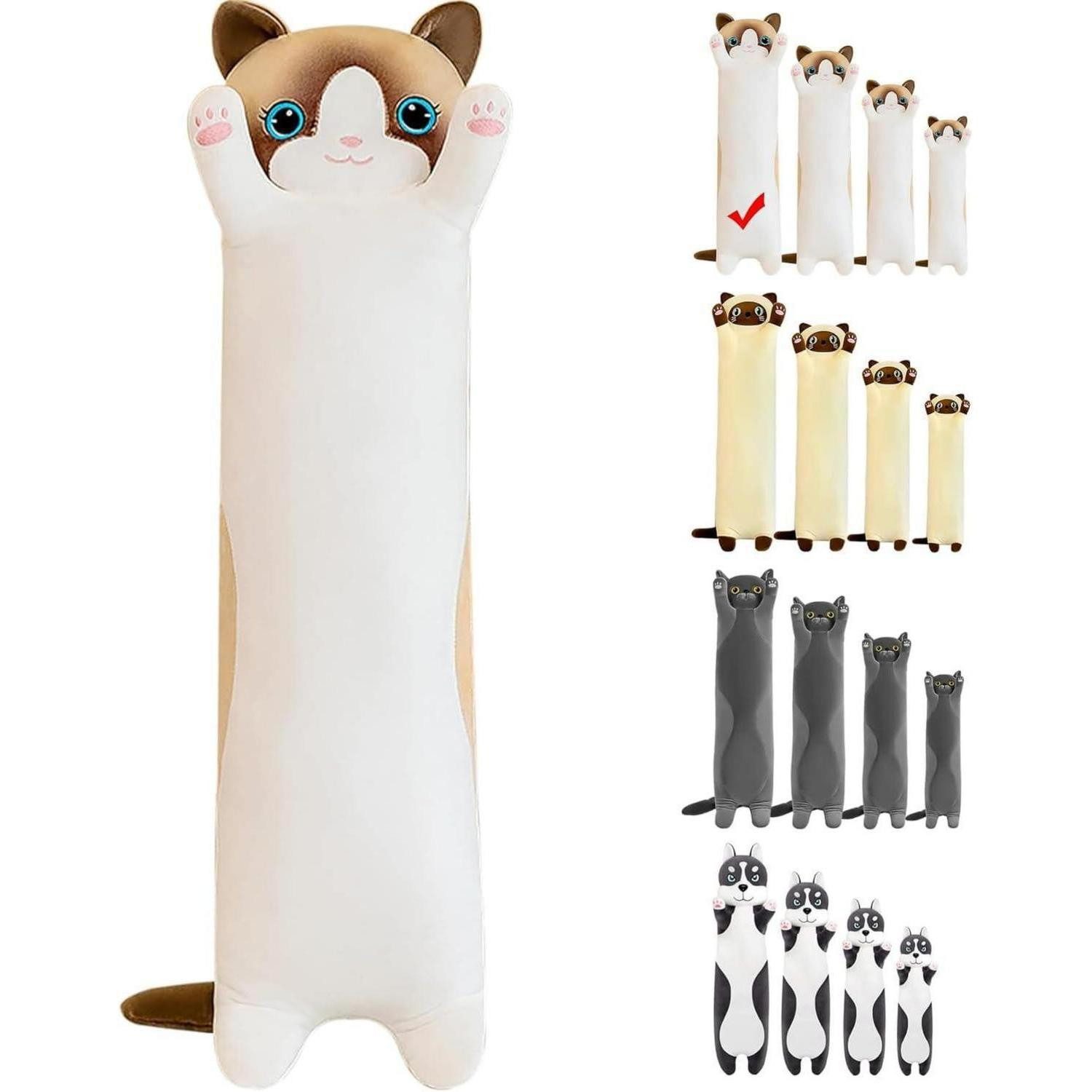 LuxusKollektion Kuscheltier Kuscheltier Katze Plüsch 110cm Kissen Stofftier Geschenk Weiß 110