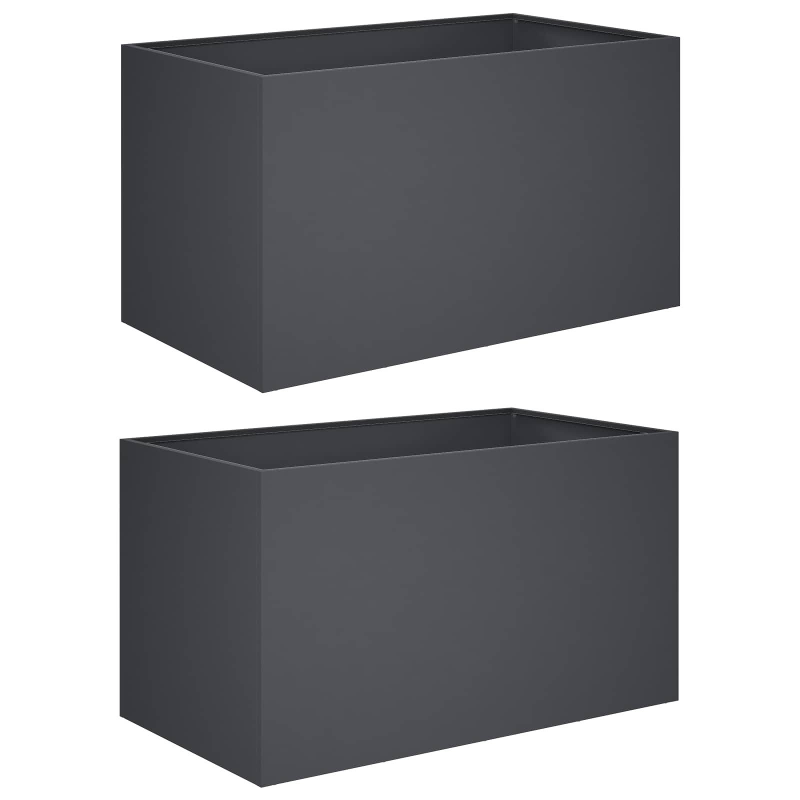 vidaXL Blumentopf Garten-Pflanzgefäß 2 stk. Anthrazit 80 x 50 x 50 cm (2 St)