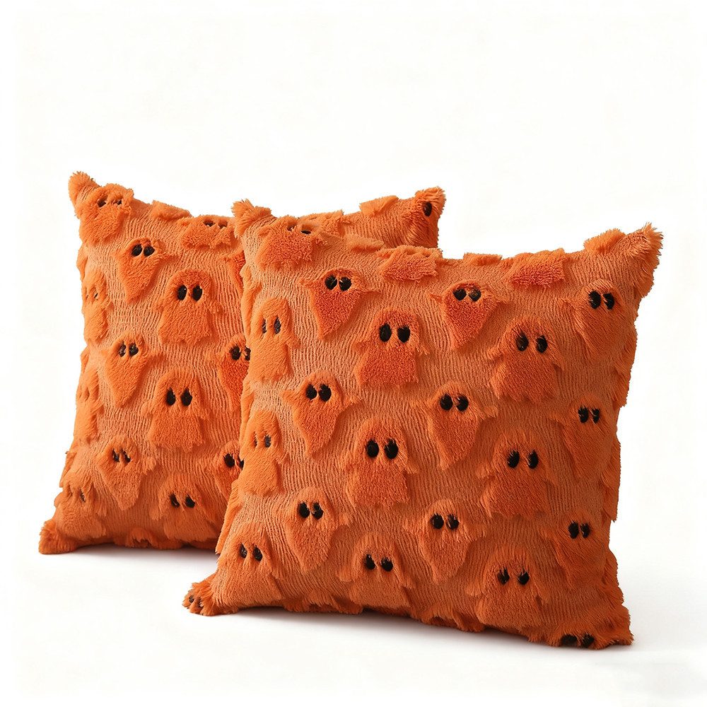 CLTYQ Kissenbezug Halloween Kissenbezüge 45x45 cm – Geister Design, 2 Stück, (2 Stück), Kunstfell Kissenbezüge,für Stuhl, Sofa, Schlafzimmer, Wohnzimmer