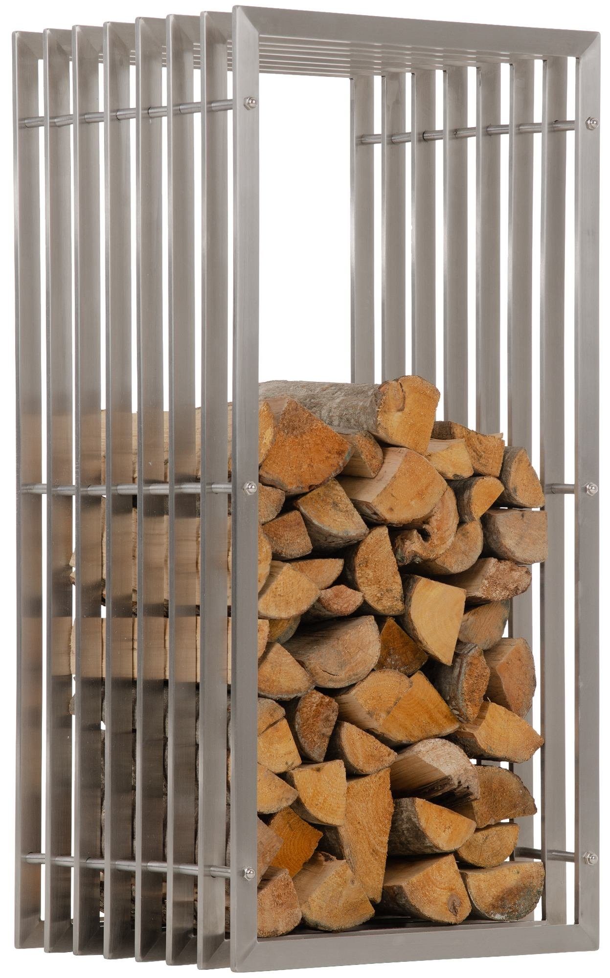 CLP Kaminholzregal Irving Edelstahl, BxTxH:50x40x100 cm, Rippenoptik