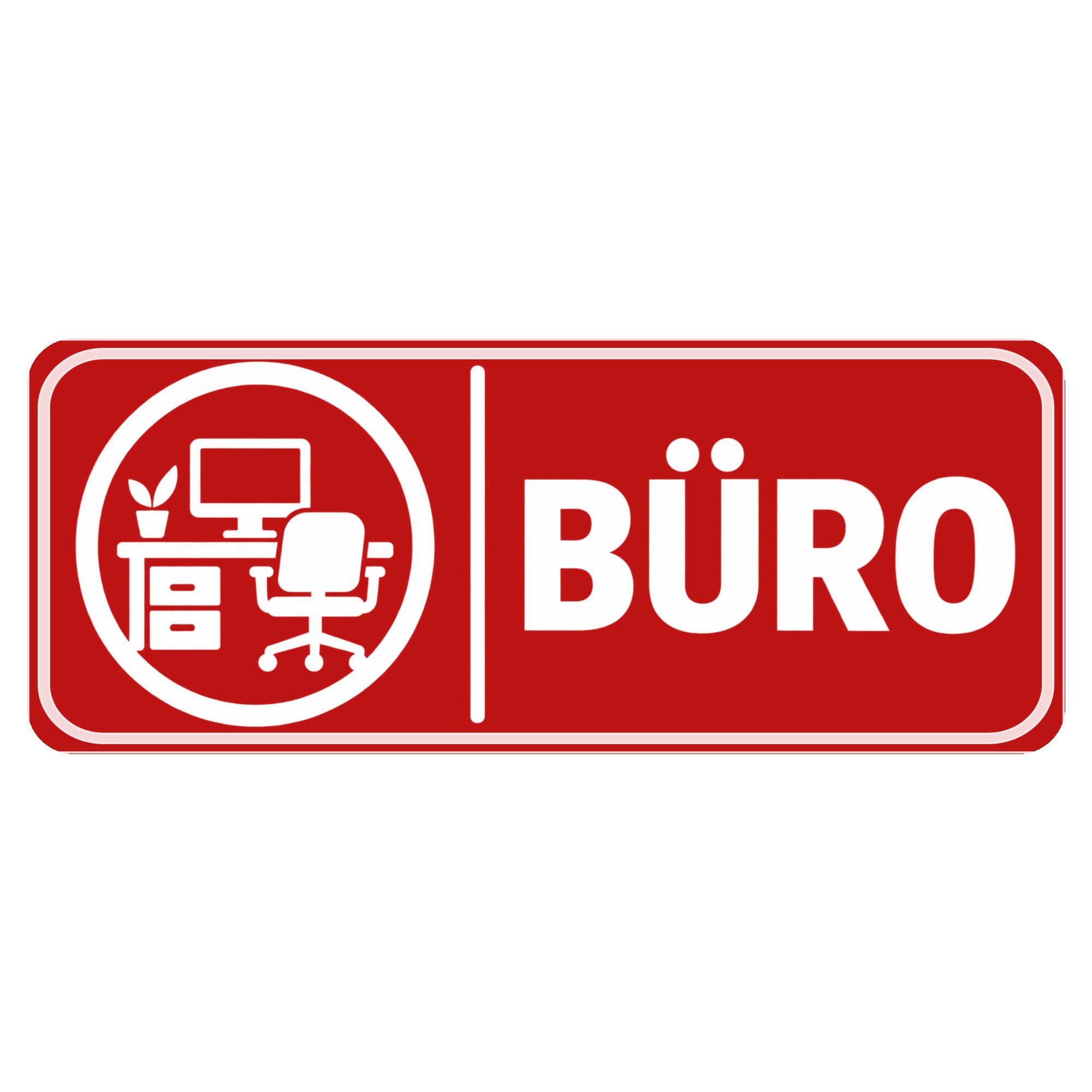 Nomiro Hinweisschild NOMIRO Hinweisschild Türschild Büro 15x6 cm - Kunststoff rot weiß, (1 St), selbstklebend, lasergraviert