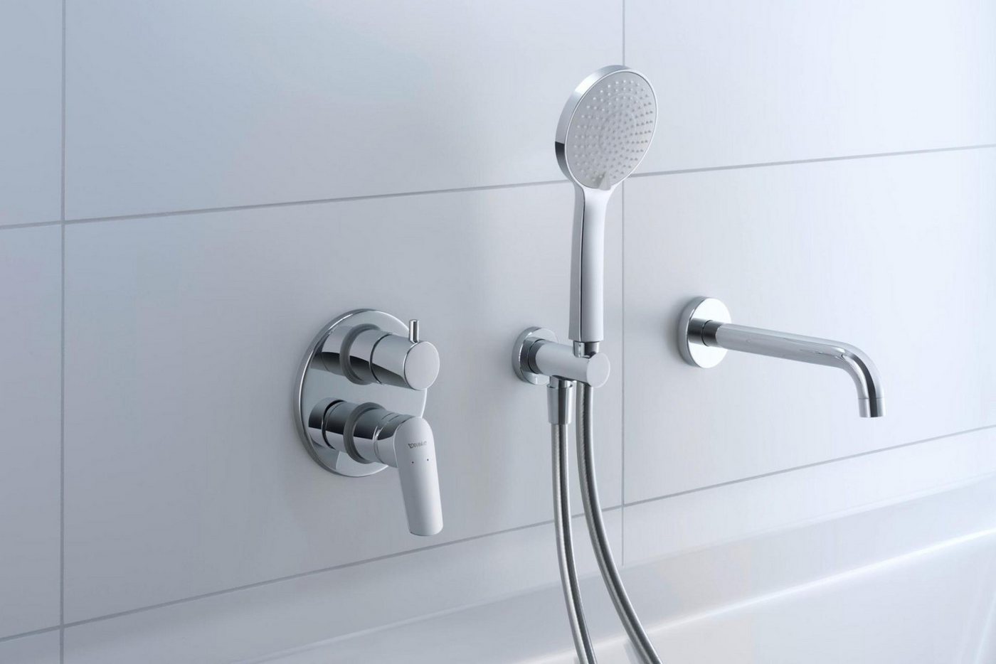 Thumbnail - Duravit Badarmatur Wandanschlussbogen mit Brausehalter Schlauchanschluß Chrom