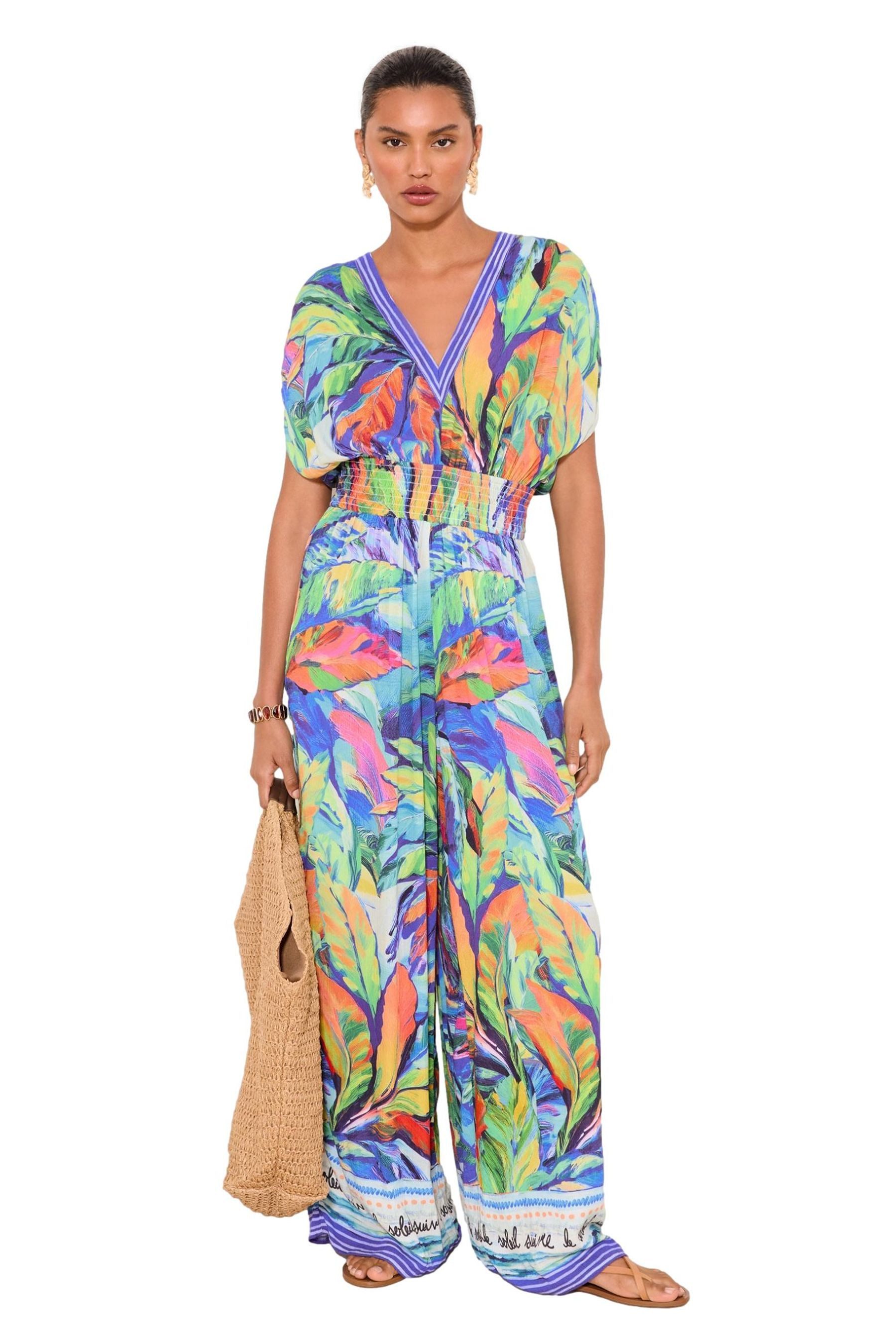 LIPSY Jumpsuit Lipsy Jumpsuit in Knitteroptik, tropischer Print (1-tlg)