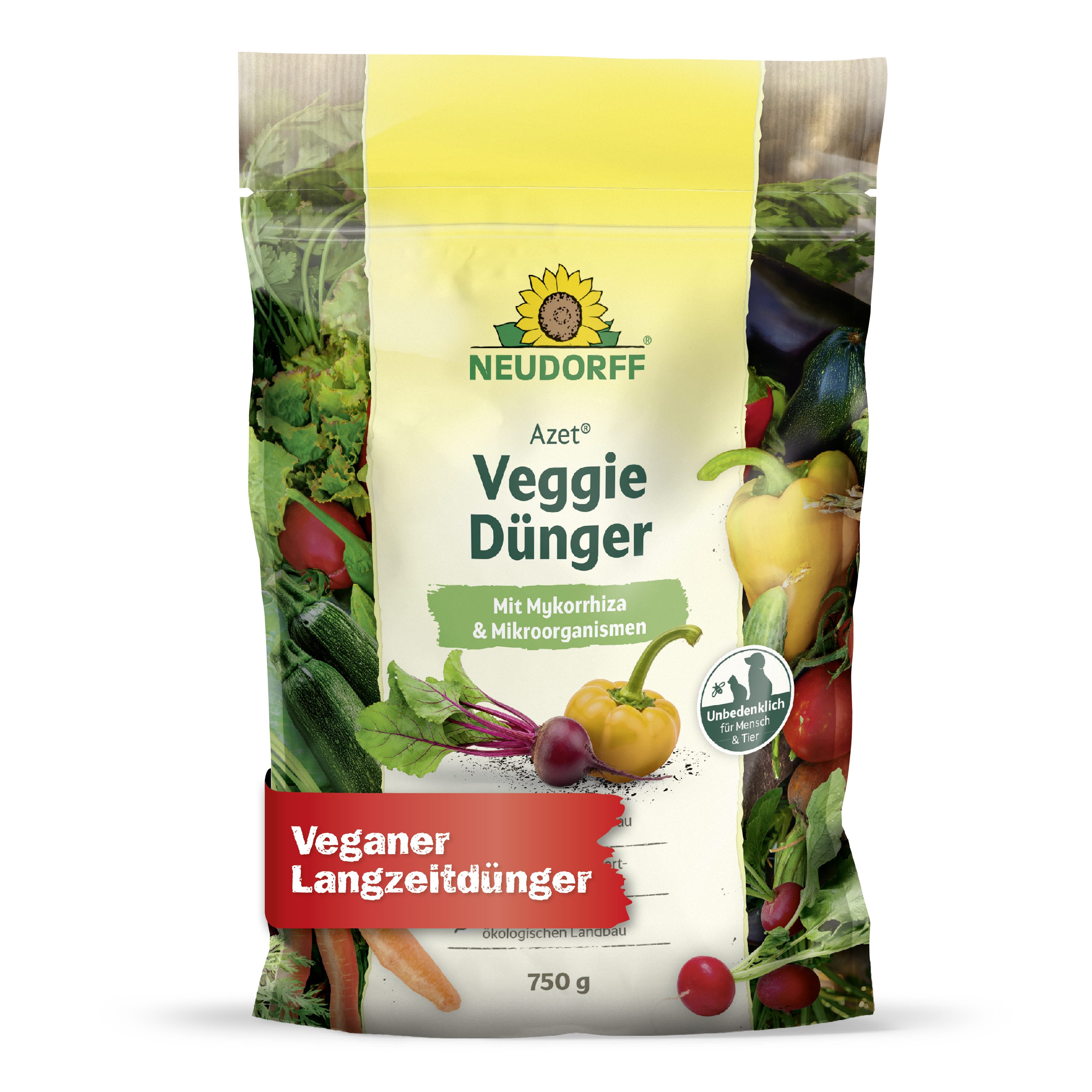 Neudorff Gemüsedünger Azet VeggieDünger 750 g, Einzelartikel, pflanzlicher Dünger für den veganen Gemüseanbau, pflanzlich, vegan und mit bis zu 100 Tagen Wirkung
