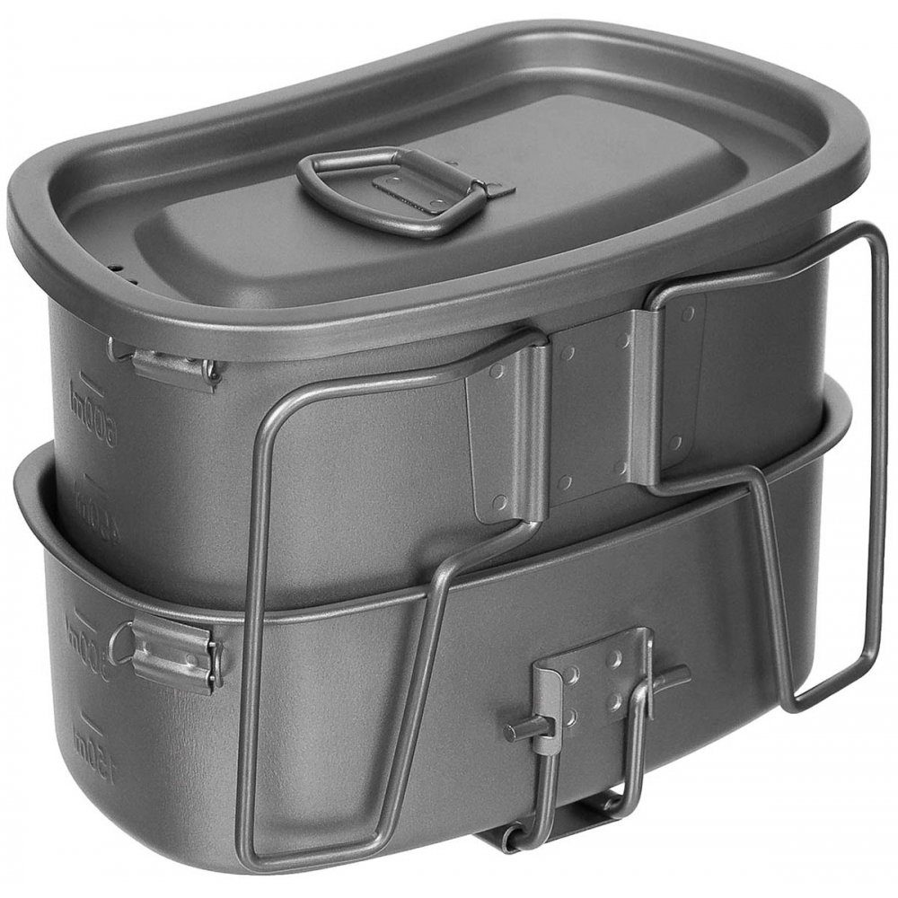 FoxOutdoor Kochtopf Kochgeschirr, Titan, Klappgriffe, 3-teilig, (Set)