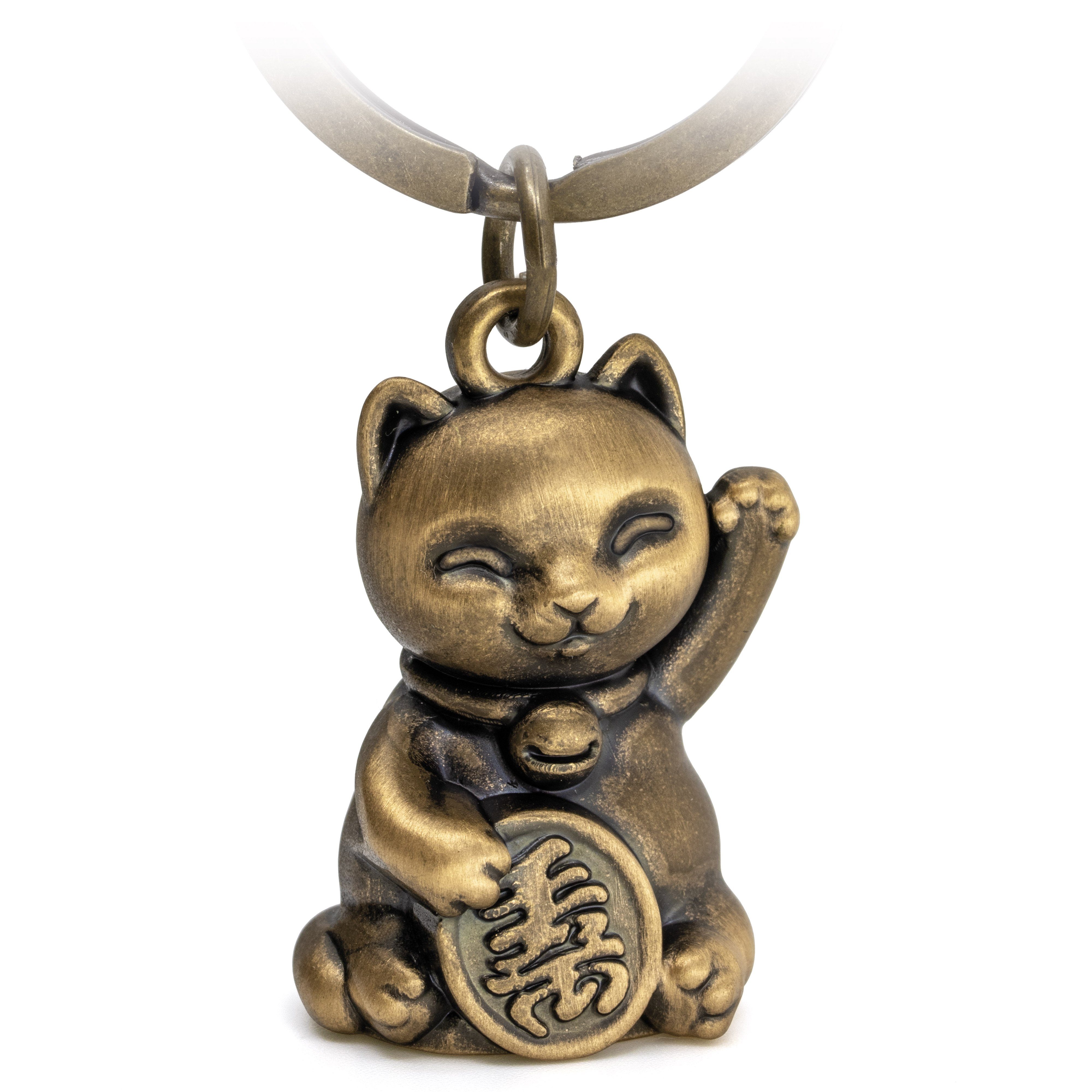 FABACH Schlüsselanhänger Glückskatze Maneki Neko - Winkekatze Glücksbringer Geschenk mehr