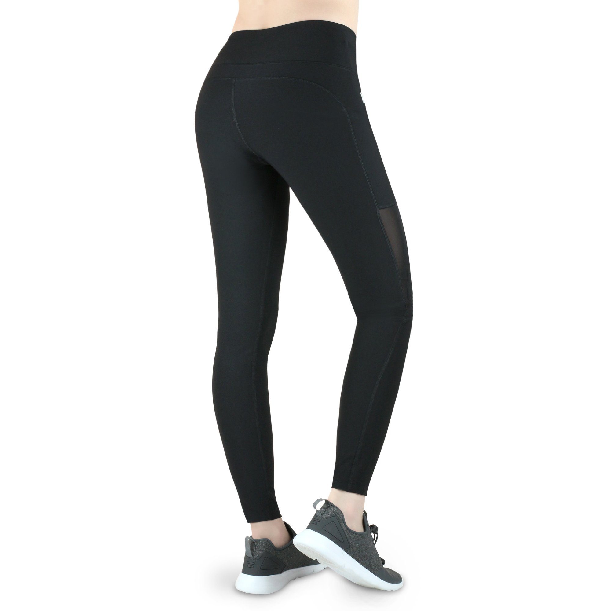 VS Variosports Highwaist Leggings Damen High Waist Sport Leggings lang, mit Handytasche & Mesh-Design Damen Sport Leggings lang, blickdicht, hoher Bund & 4-Wege-Stretch