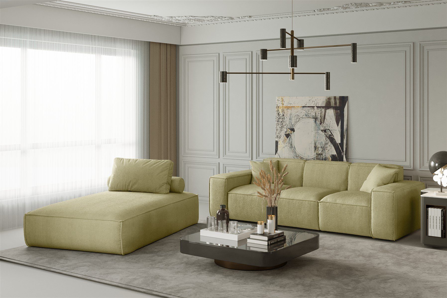 Fun Möbel Polstergarnitur Sofa-Set 2-teilig Chaiselongue günstig online kaufen