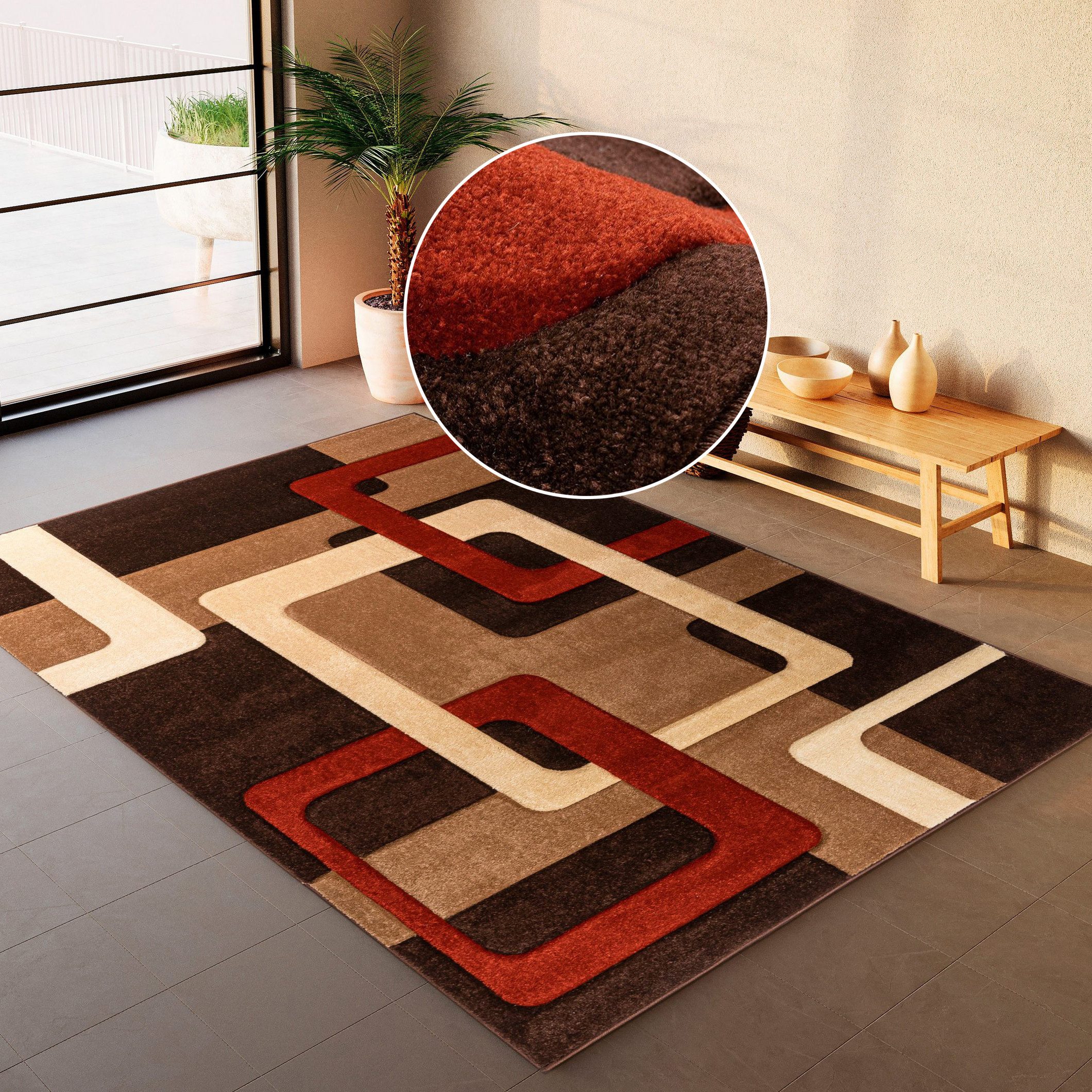 my home Teppich Maxim, rechteckig, Höhe: 13 mm, Hoch-Tief-Effekt, Kurzflor, 3D-Design, Kundenliebling