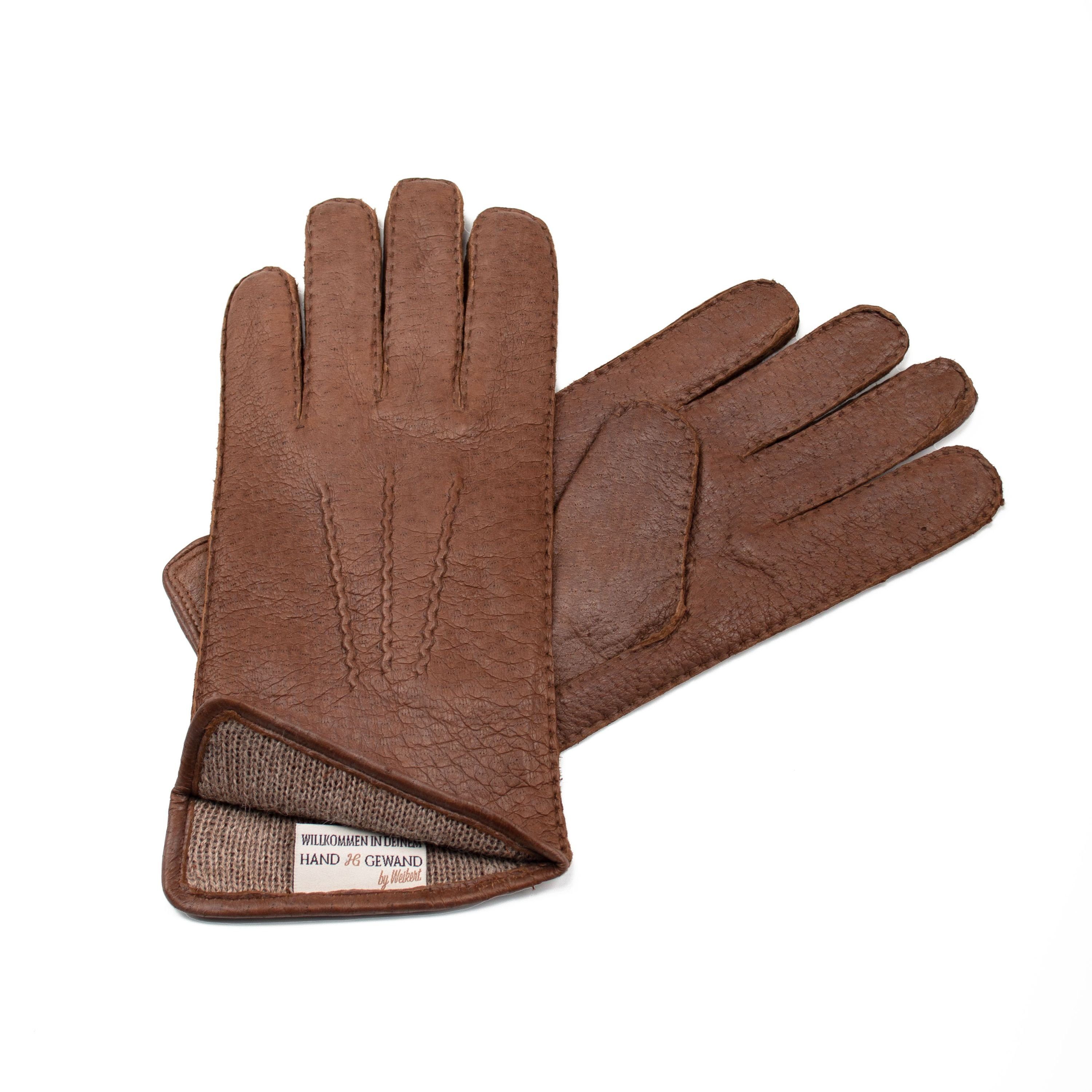 Hand Gewand by Weikert Lederhandschuhe SIR HELMUT- Peccary Lederhandschuhe  mit Alpaka gefüttert