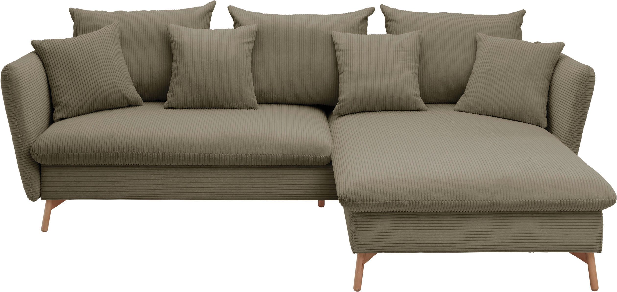 andas Ecksofa "MERLE, 258 cm, L-Form, traumhafter Cord,", mit Bettfunktion günstig online kaufen