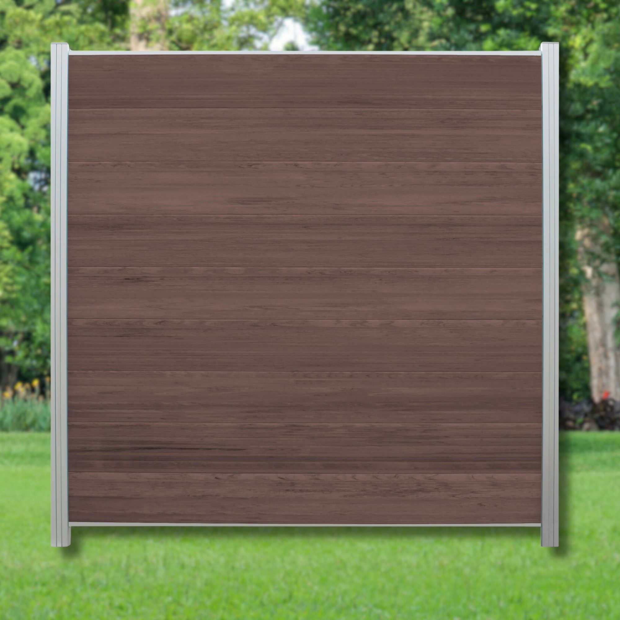 WPC Profi Zaun Komplettset choco anthrazit mix Sichtschutz Steckzaun Paneel 180x180cm, (Komplettset, mit Start- und Abschlussleisten, Pfosten und Zubehör)