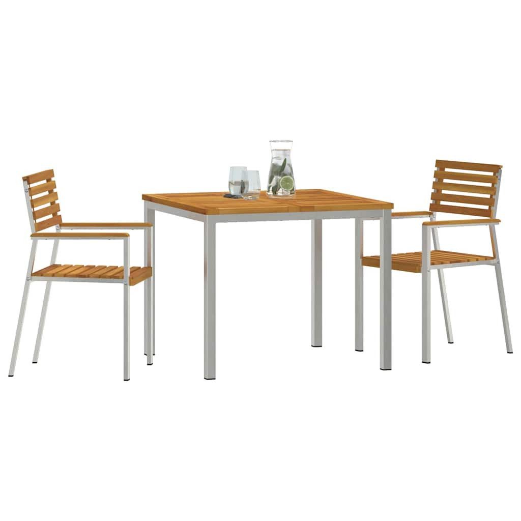 vidaXL Gartenlounge-Set Garten Essgruppe 3 stk. Massives nholz und Edelstahl, (3-tlg)