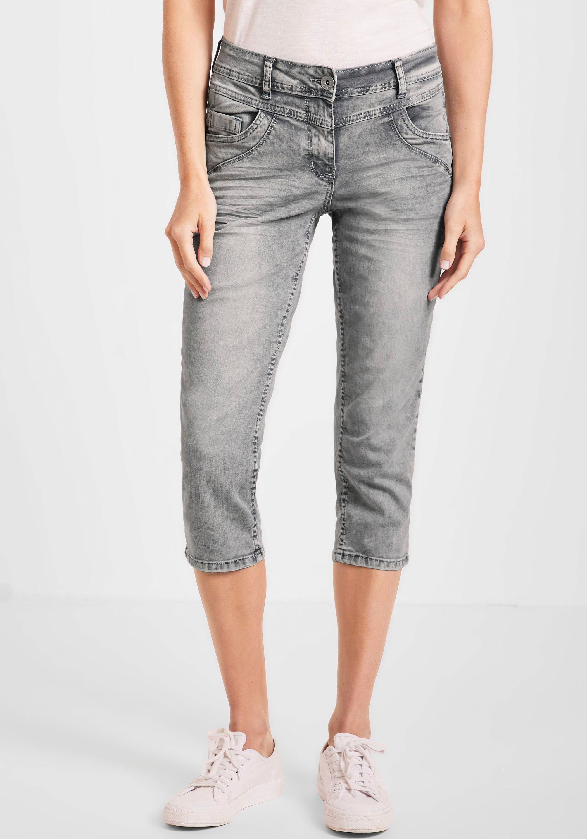 Cecil 3/4-Jeans Cecil Loose Fit Jeans in 3/4 Länge in Grey Washed (1-tlg)  Nicht Vorhanden