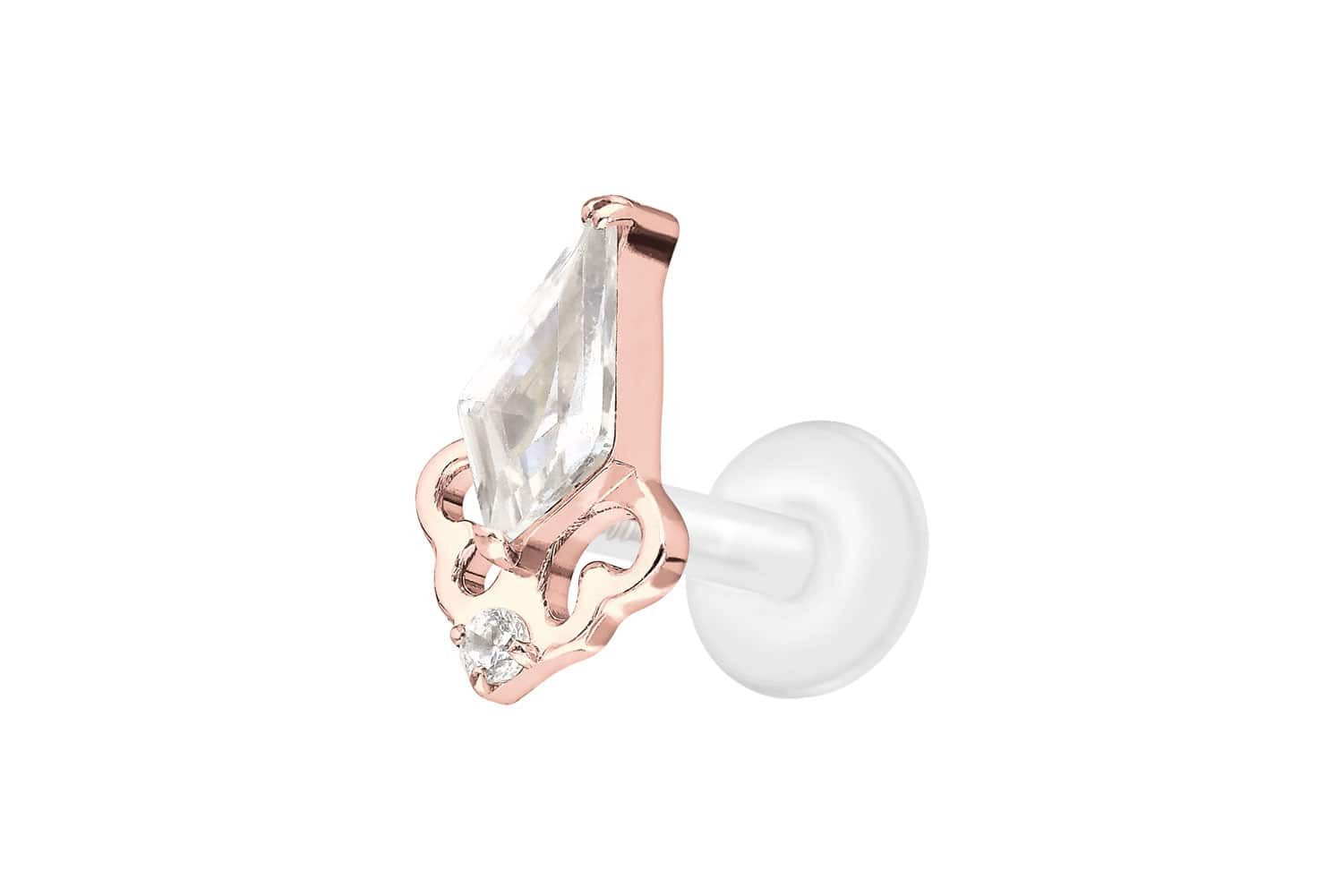 PIERCINGLINE Piercing-Set PTFE Labret mit Innengewinde + Titan-Aufsatz KRISTALLSCHILD (Labrets, 1-tlg)